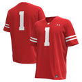 Under Armour #1 Red Wisconsin Badgers Replica Football Jersey