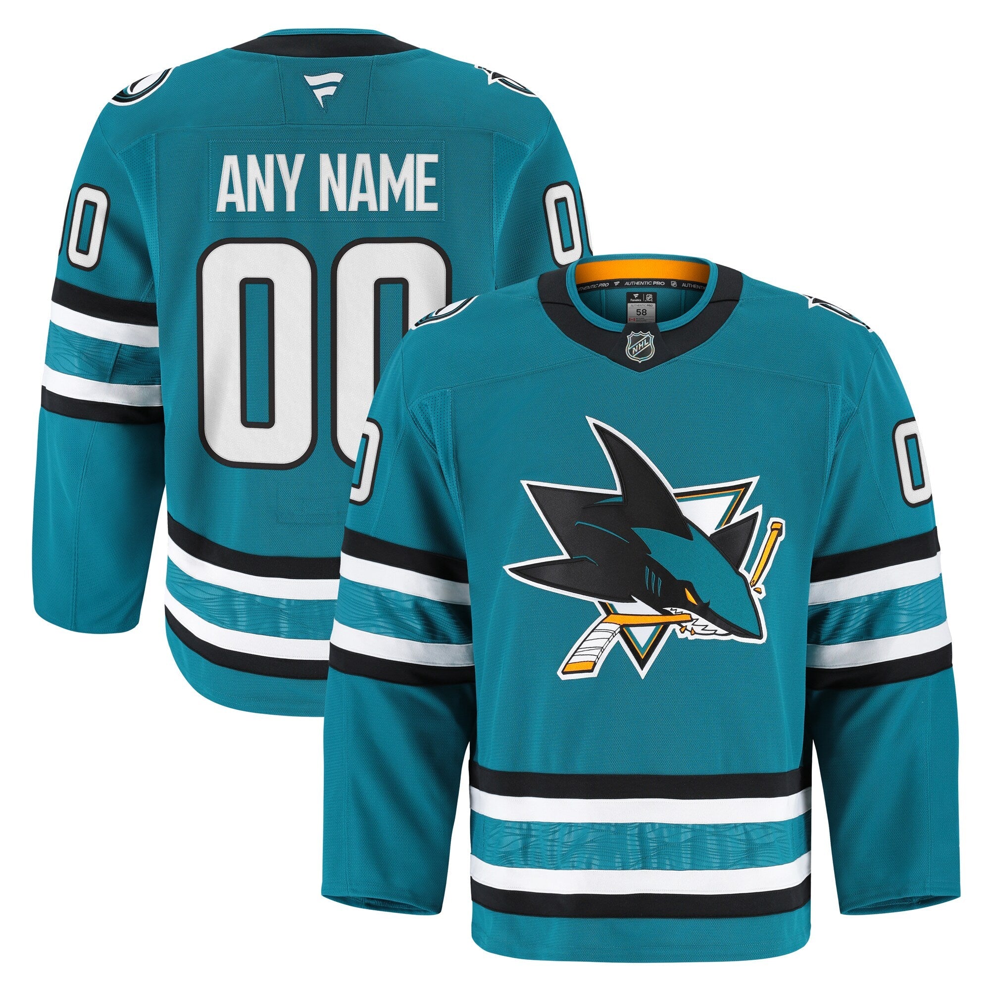 San Jose Sharks Fanatics Teal Home Authentic Pro Custom Jersey