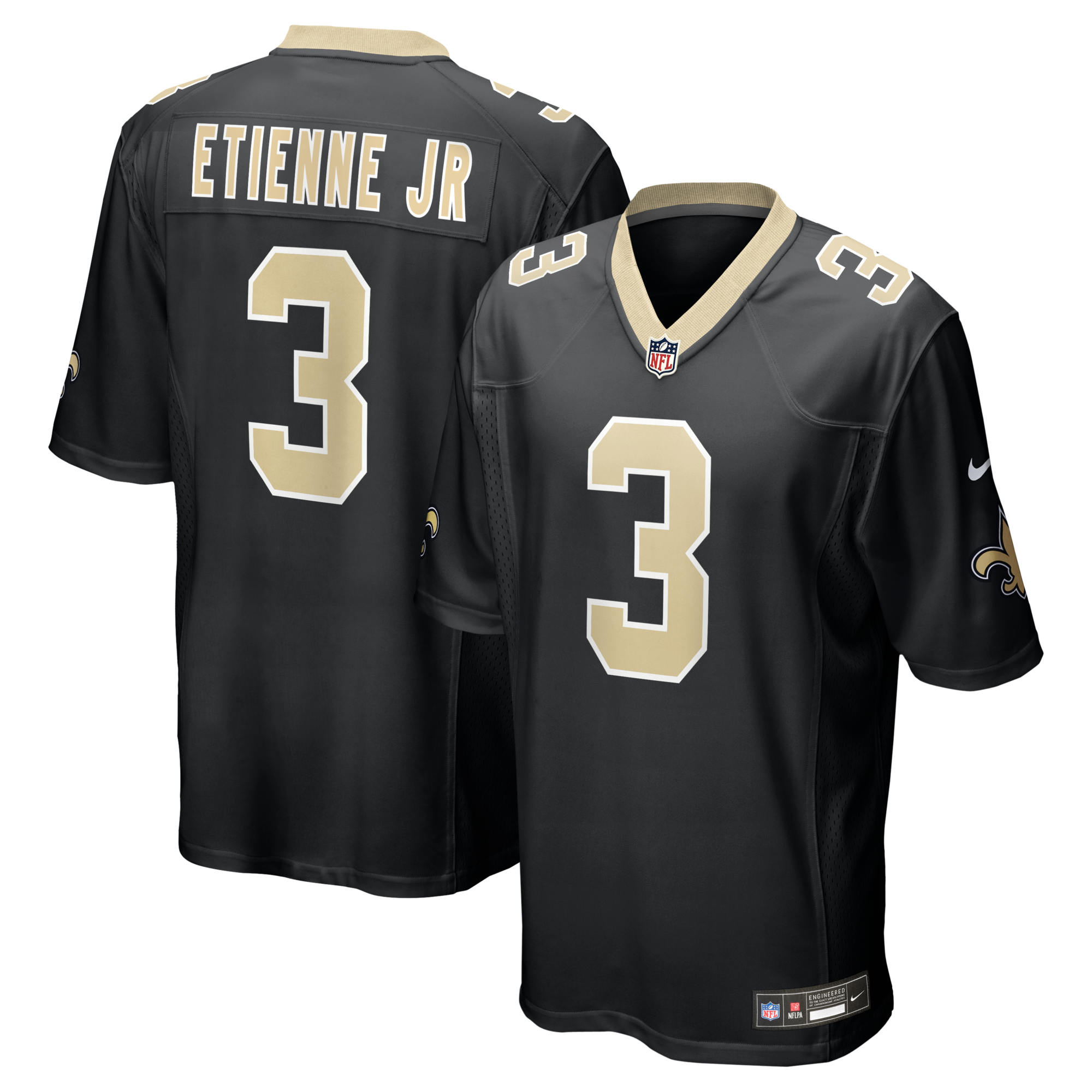 New Orleans Saints Travis Etienne Jr Nike Black Game Jersey