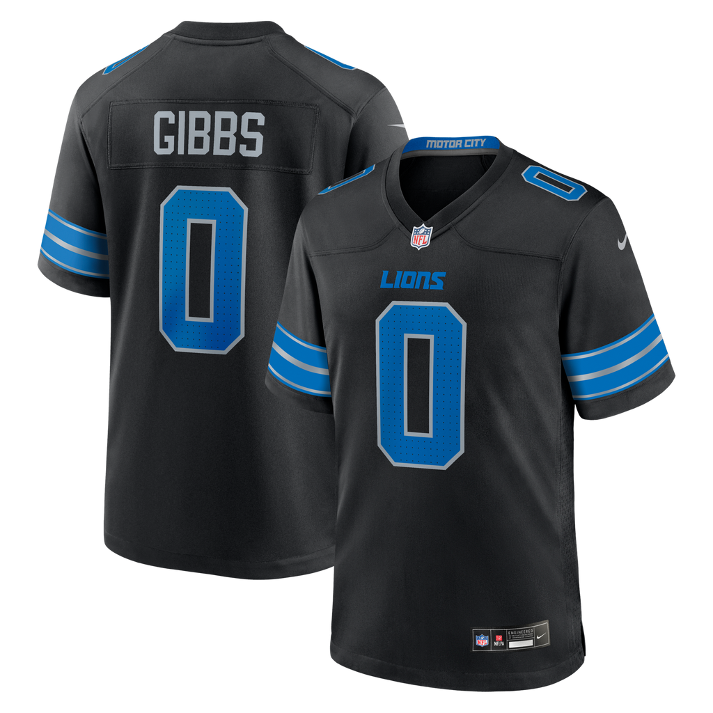 Detroit Lions Jahmyr Gibbs Nike Black 2nd Alternate Game Player Jersey