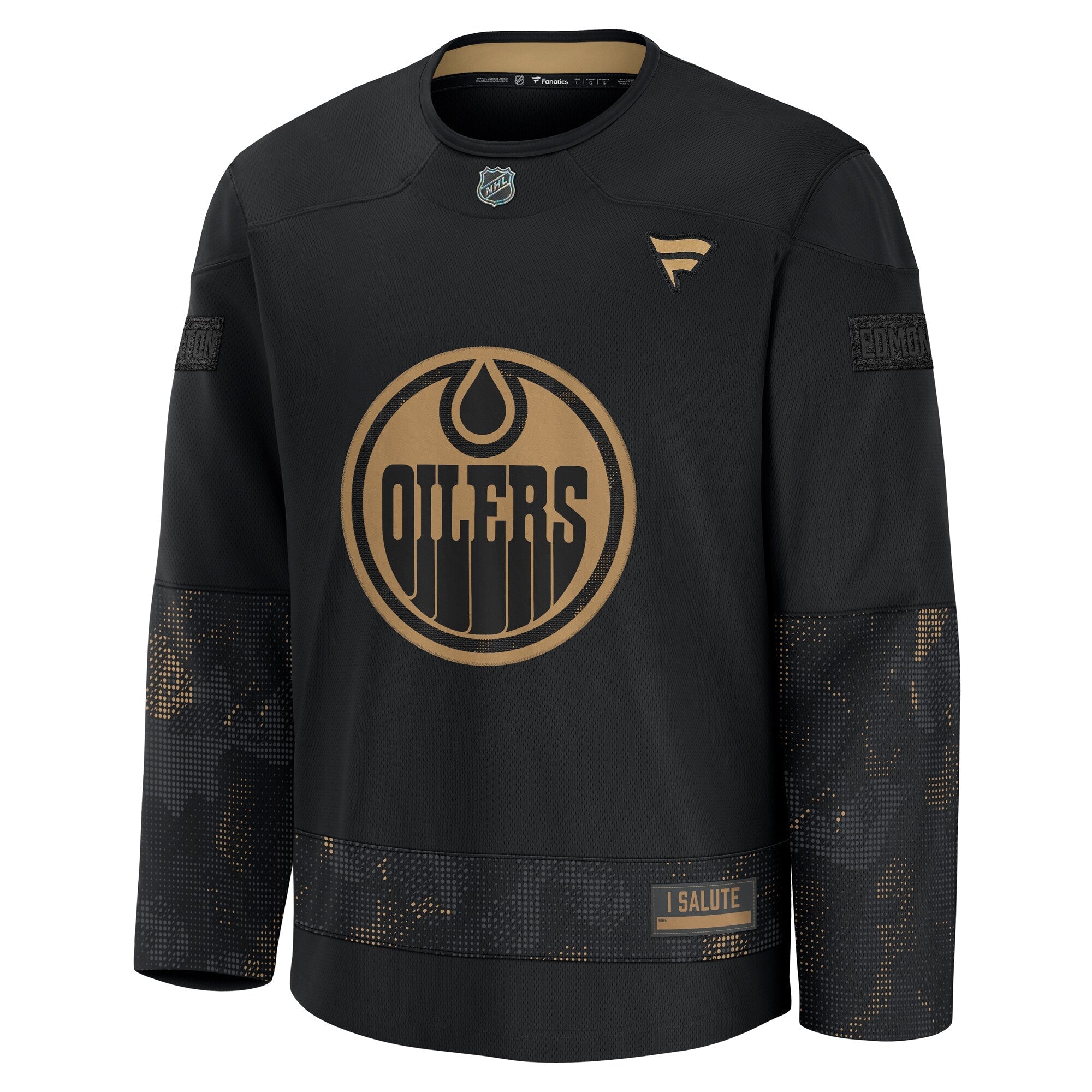 Edmonton Oilers Fanatics Black 2024 Military Appreciation Practice Jersey