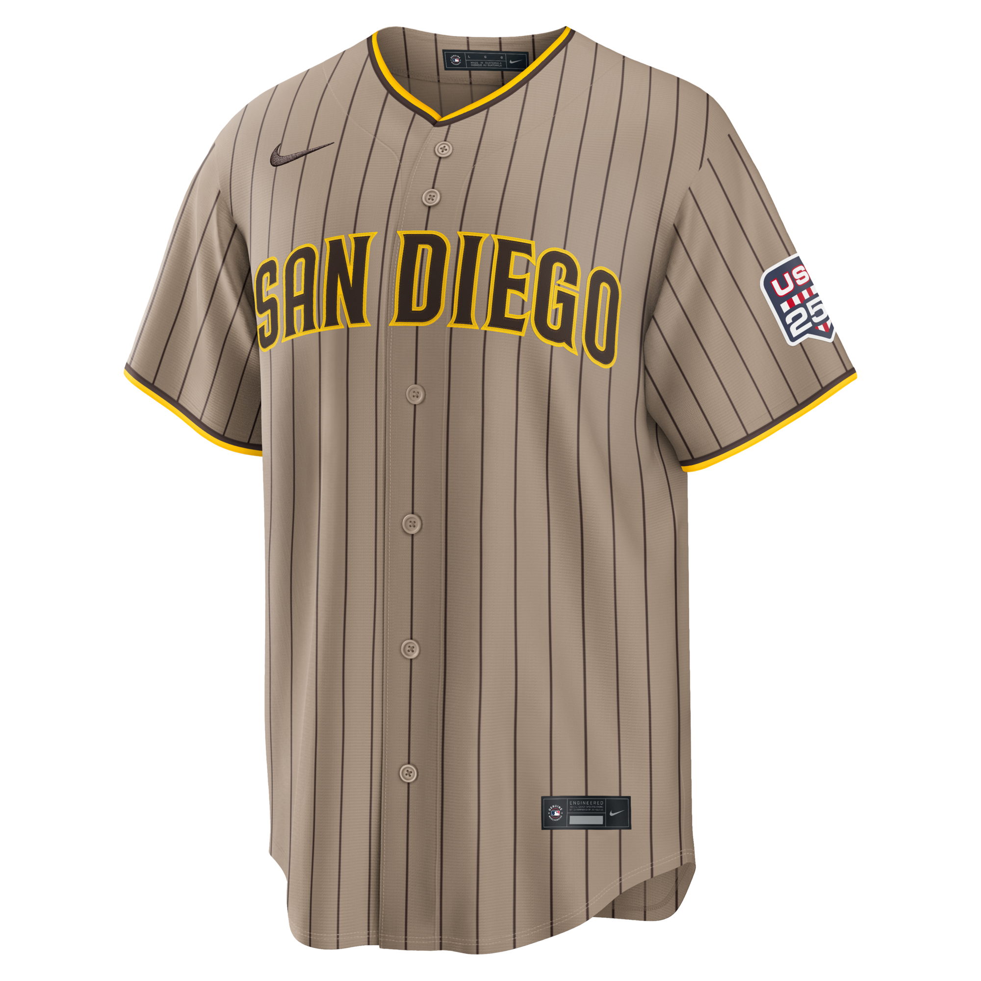 Fourth of July San Diego Padres Manny Machado Nike Sand USA 250 Stadium Jersey