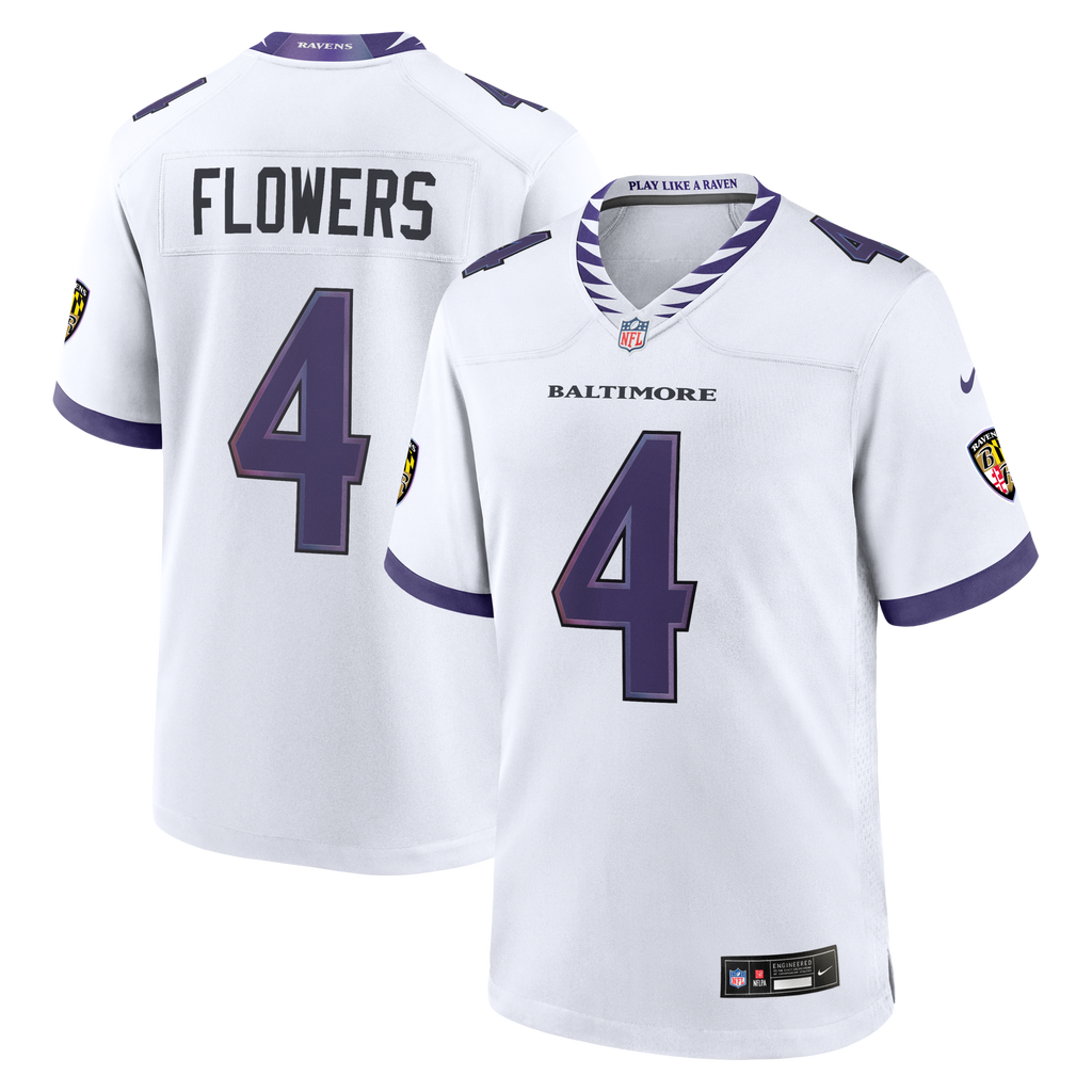 Baltimore Ravens Zay Flowers Nike White Game Jersey