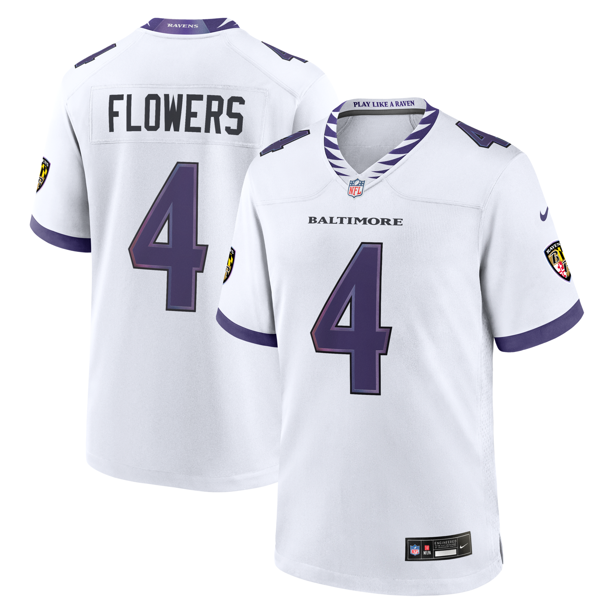 Baltimore Ravens Zay Flowers Nike White Game Jersey