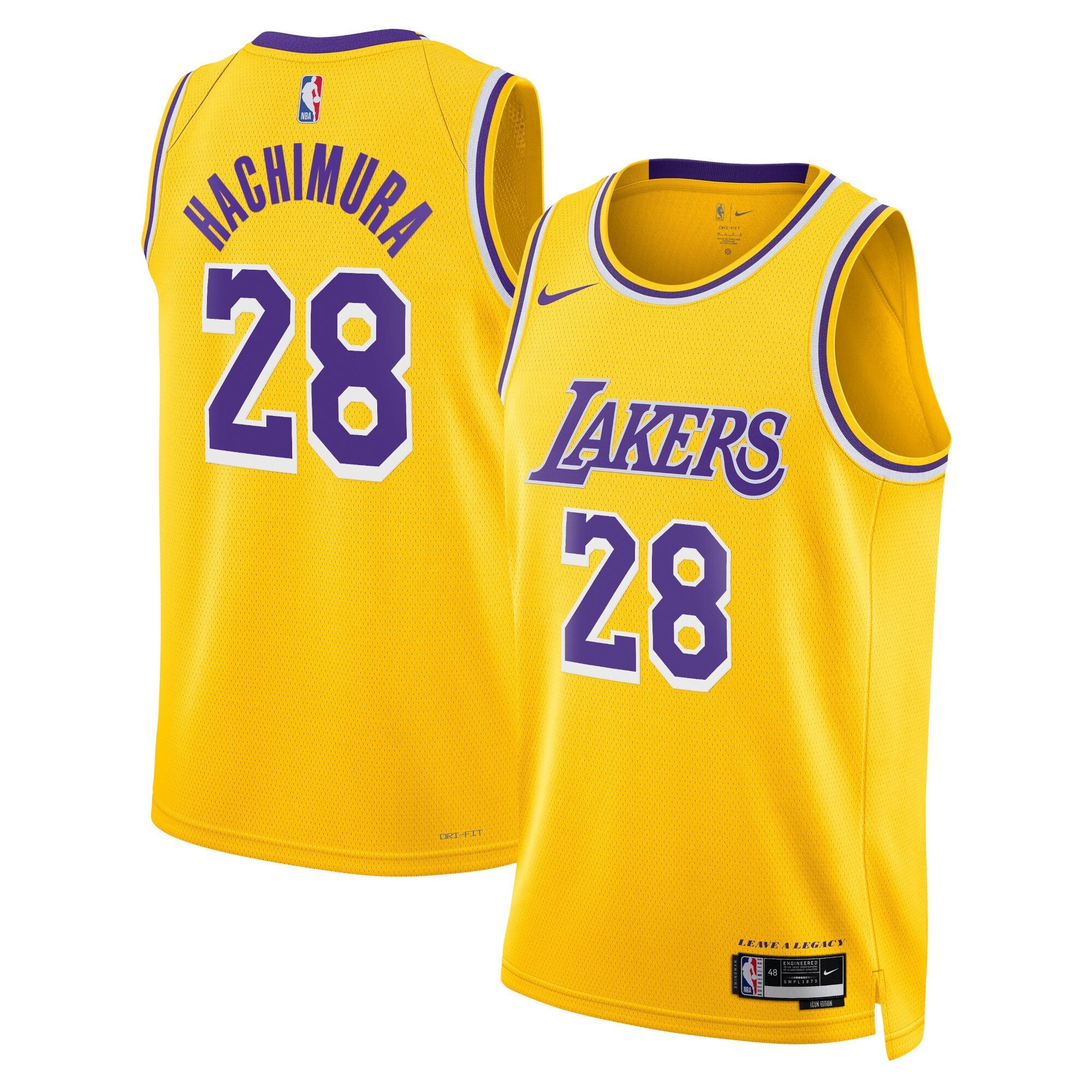 Los Angeles Lakers Nike Icon Edition Swingman Jersey - Gold - Rui Hachimura