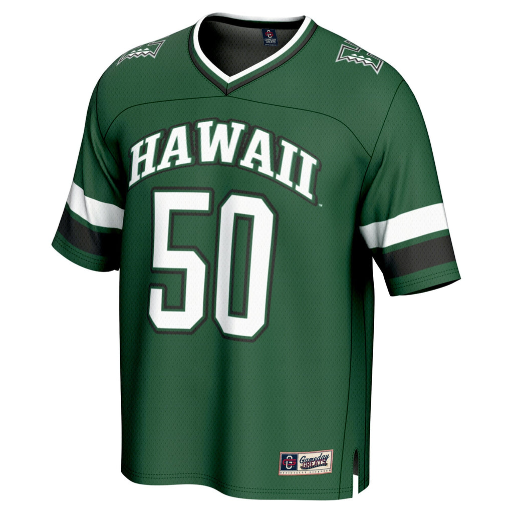 GameDay Greats #50 Green Hawaii Rainbow Warriors Lightweight Collegiate Football Fashion Jersey
