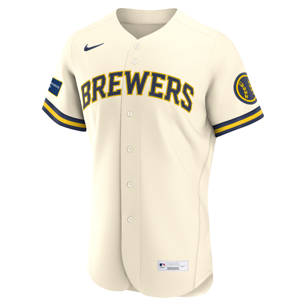 Milwaukee Brewers Nike Cream Home Sponsor Patch Authentic Jersey