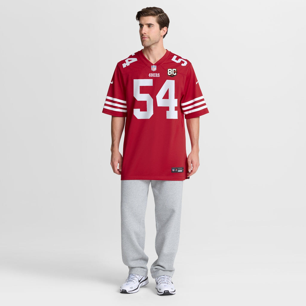 San Francisco 49ers Fred Warner Nike Scarlet 80th Anniversary Game Jersey