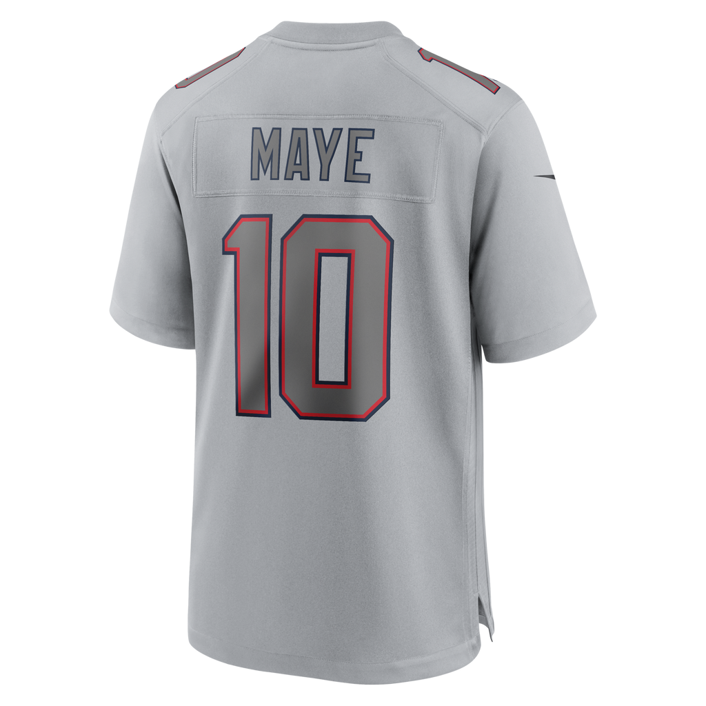 New England Patriots Drake Maye Nike Gray Atmosphere Fashion Game Jersey