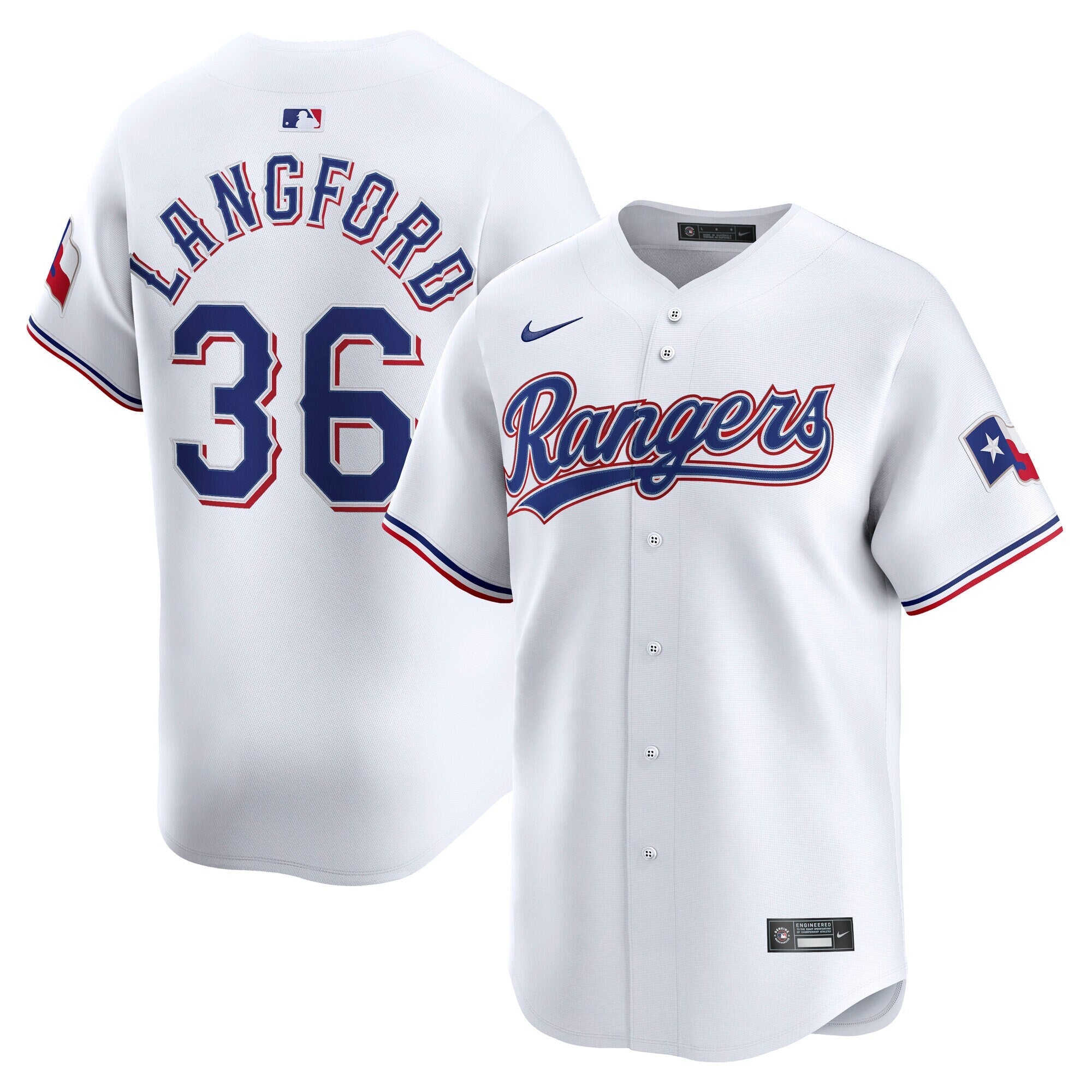 Texas Rangers Wyatt Langford Nike White Home Limited Player Jersey