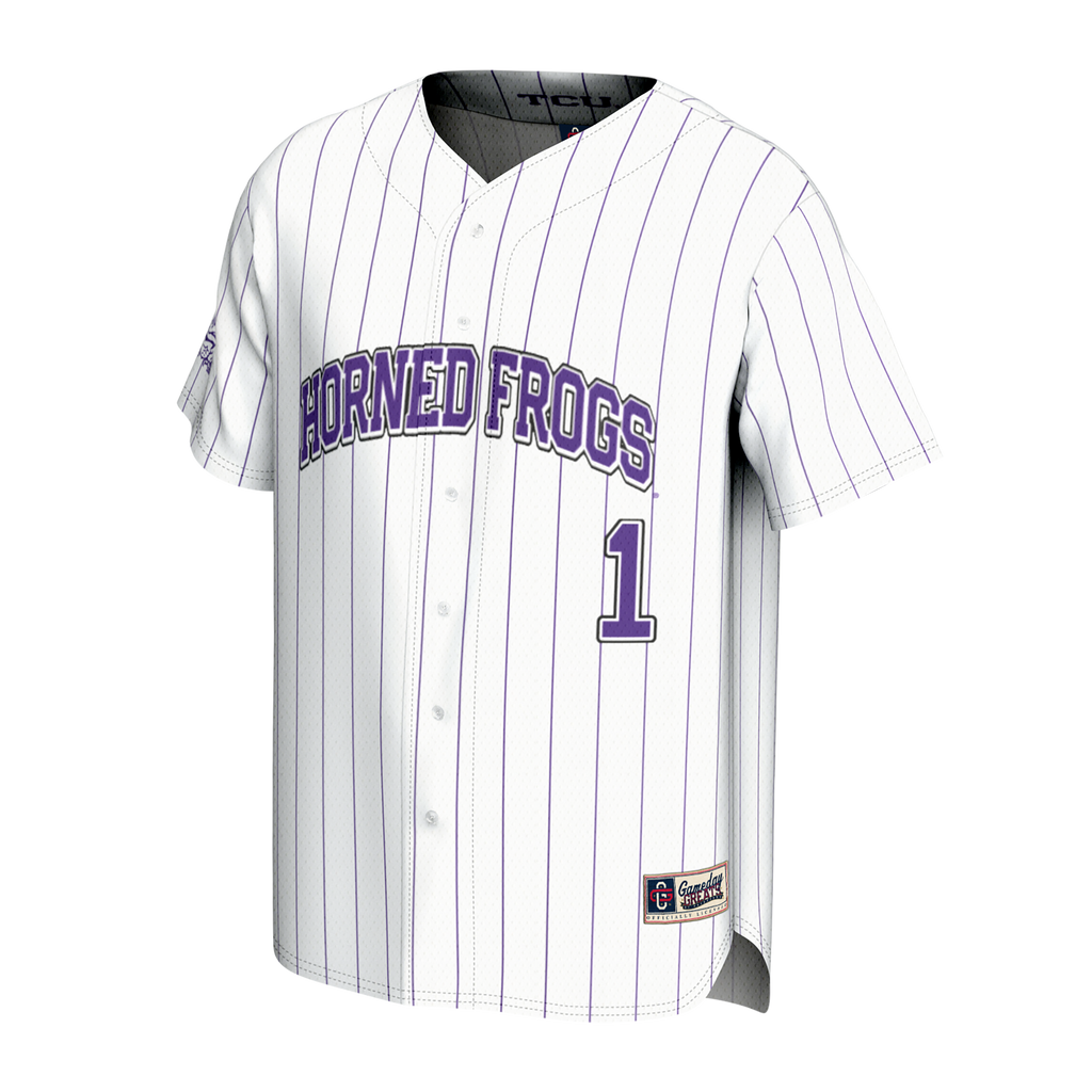 GameDay Greats White TCU Horned Frogs Lightweight Collegiate Baseball Fashion Jersey