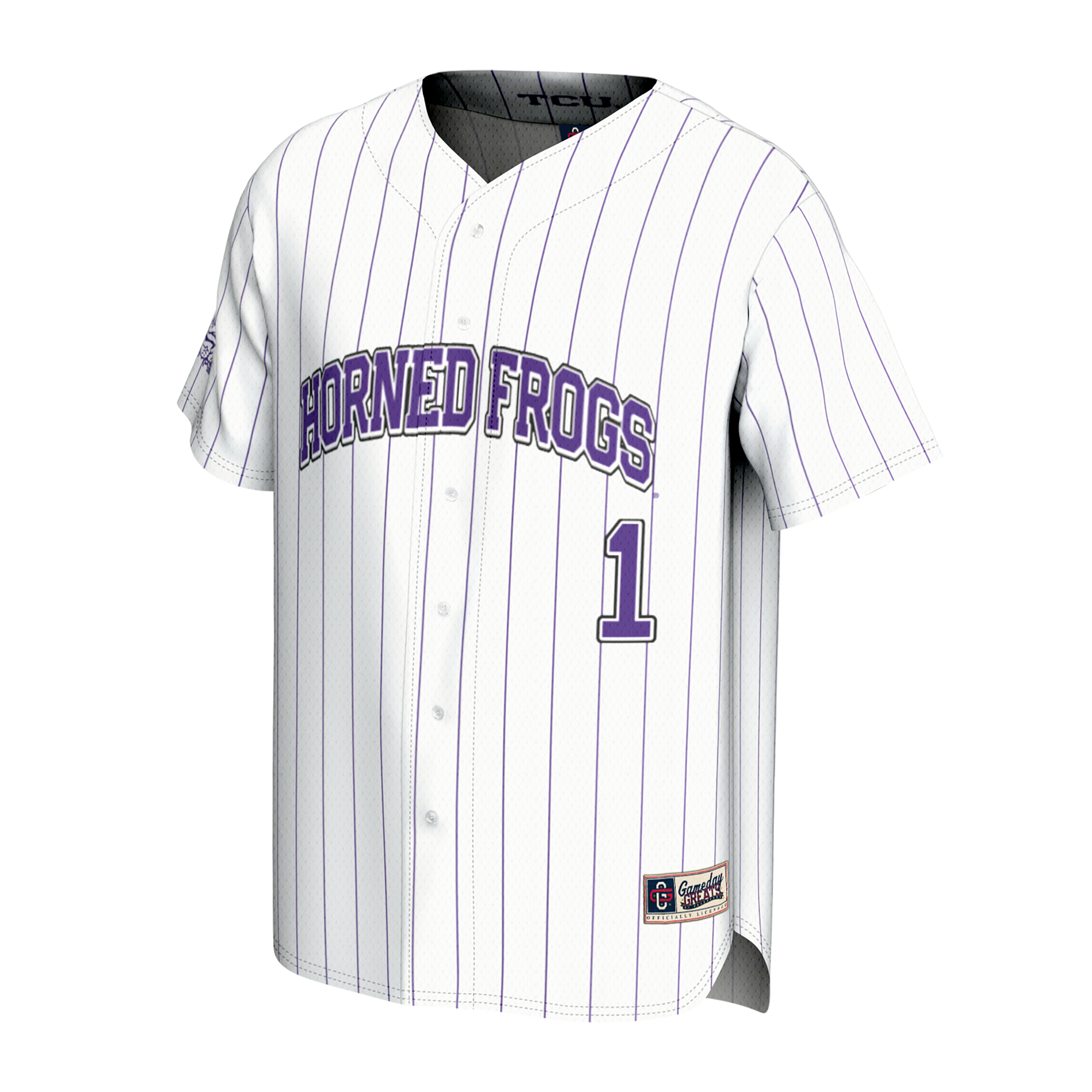 GameDay Greats White TCU Horned Frogs Lightweight Collegiate Baseball Fashion Jersey
