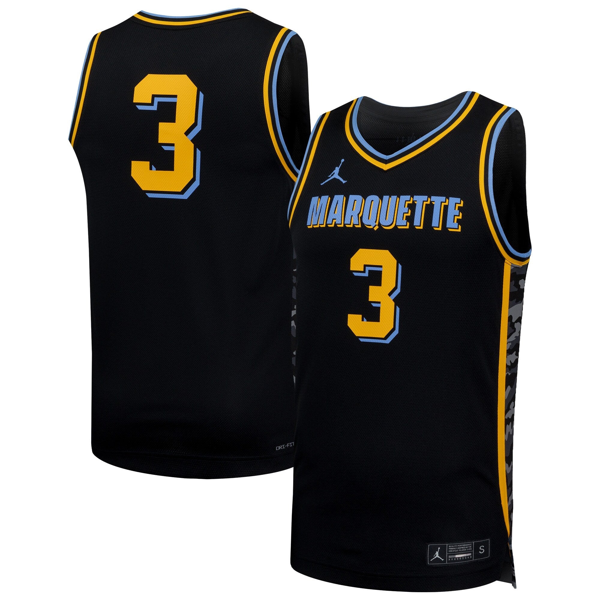 Nike #3 Black Marquette Golden Eagles Replica Basketball Jersey
