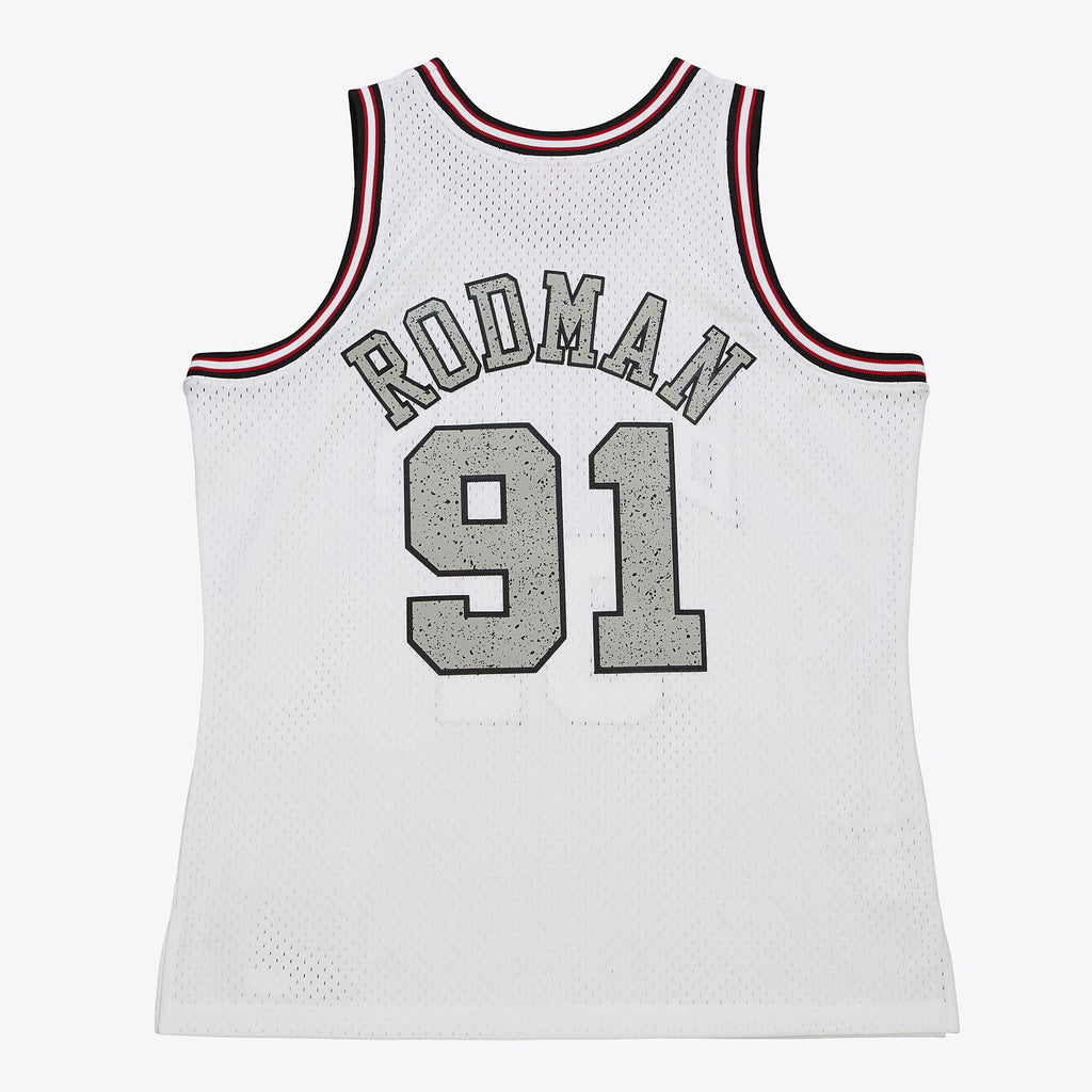 Chicago Bulls Mitchell & Ness Dennis Rodman 1997 Cracked Cement Swingman Jersey - White