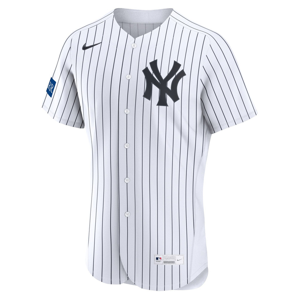 New York Yankees Aaron Judge Nike White Home Authentic Sponsor Patch Jersey