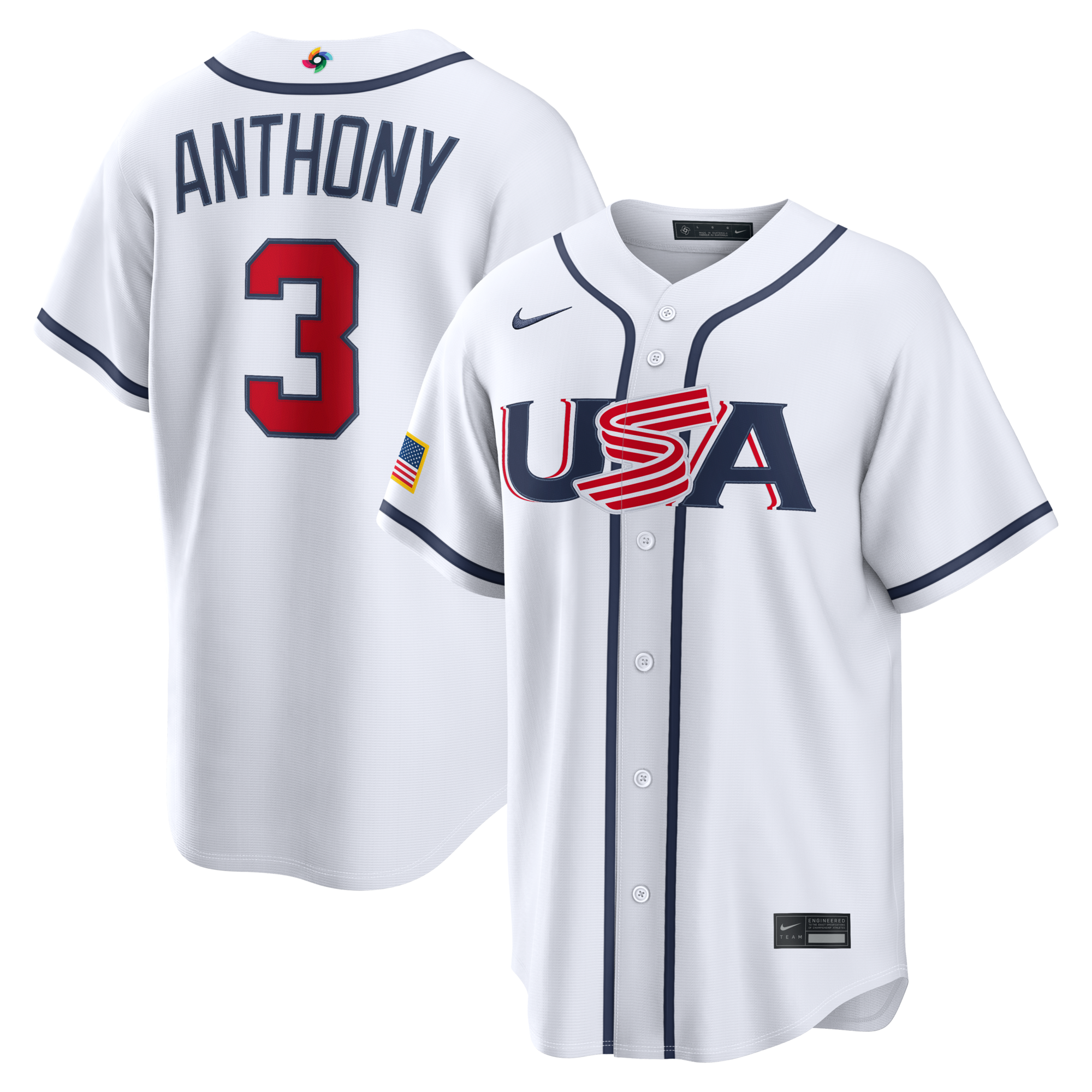 USA Baseball Roman Anthony Nike White 2026 World Baseball Classic Home Stadium Jersey