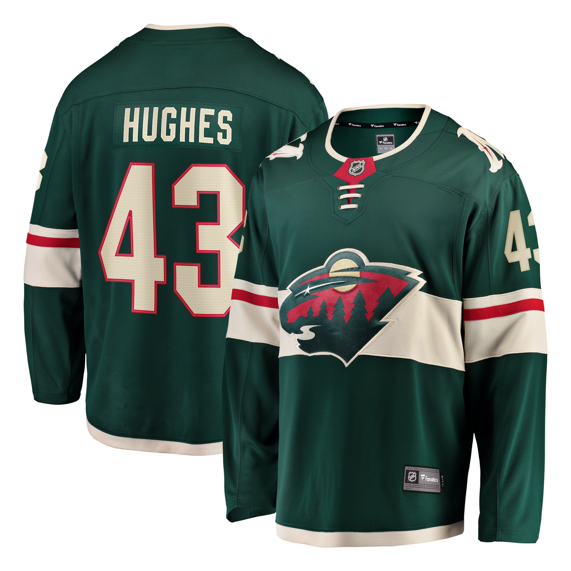 Minnesota Wild Quinn Hughes Fanatics Green Home Breakaway Jersey