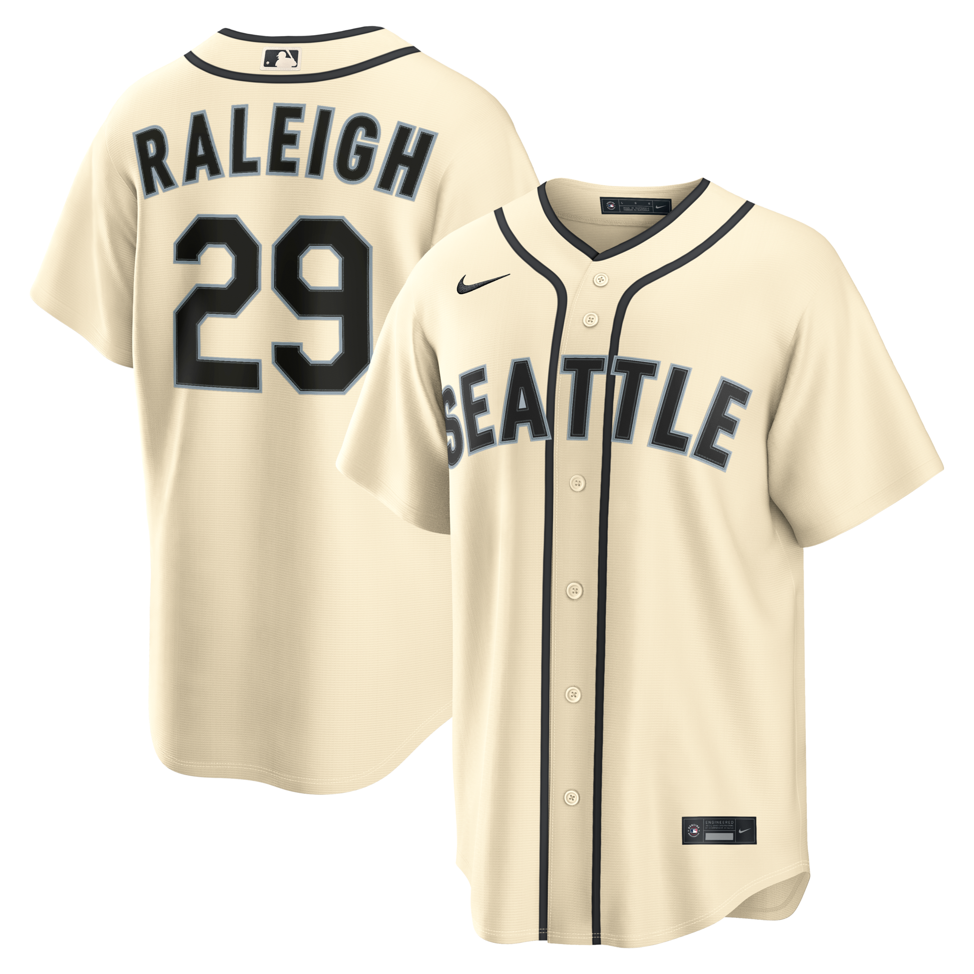 Seattle Mariners Cal Raleigh Nike Cream Alternate Replica Jersey
