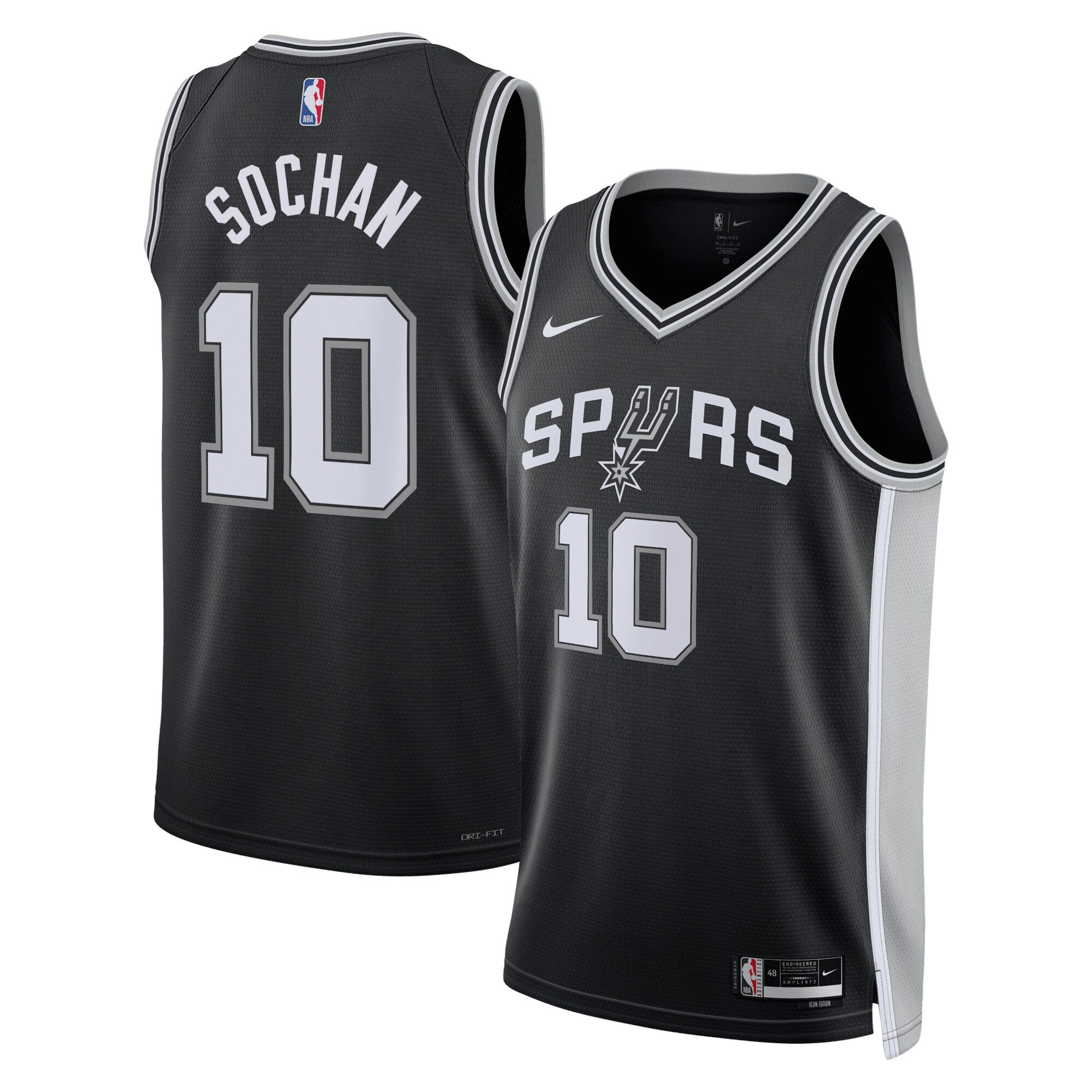 San Antonio Spurs Nike Icon Edition Swingman Jersey - Black - Jeremy Sochan