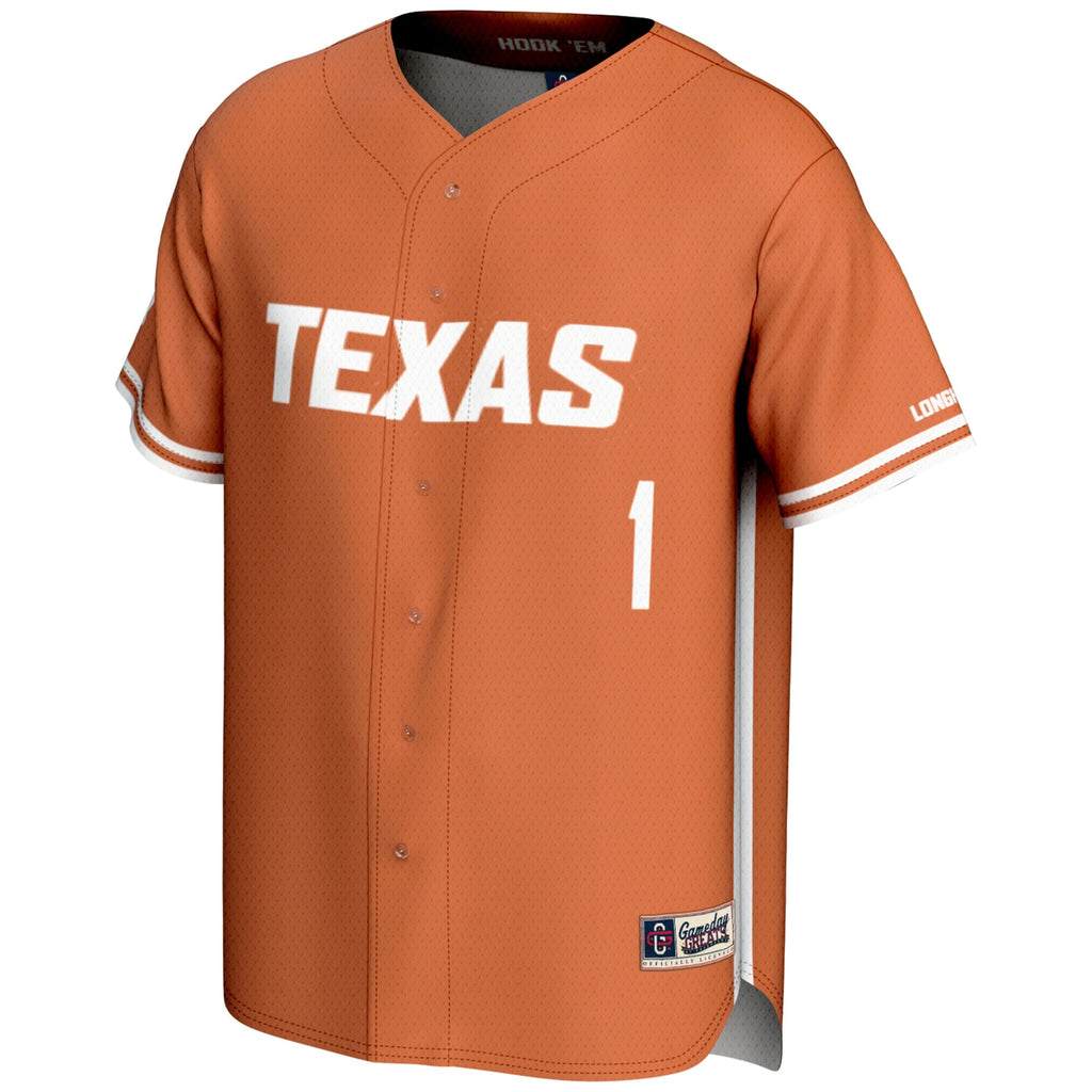 GameDay Greats #1 Burnt Orange Texas Longhorns Lightweight Baseball Jersey
