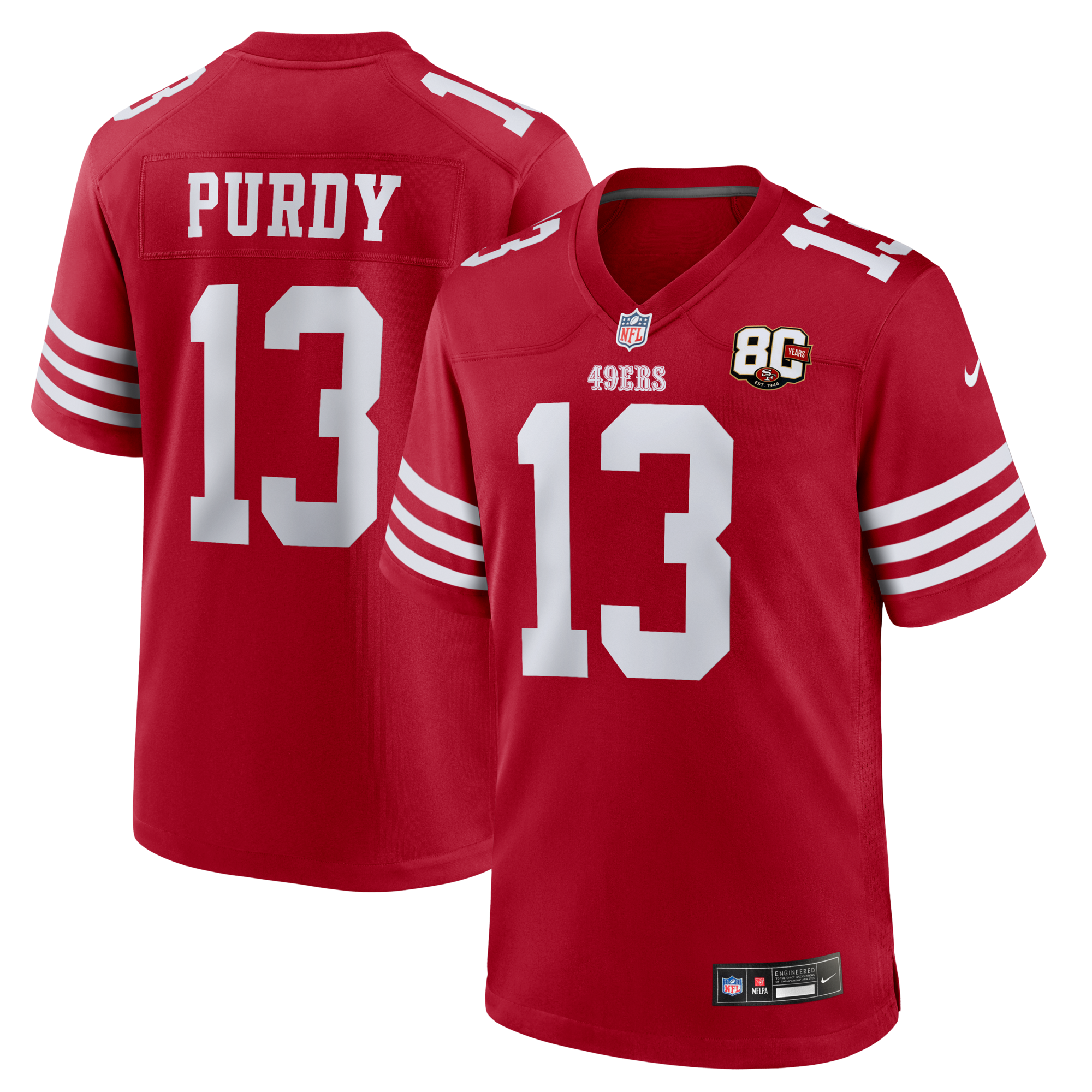 San Francisco 49ers Brock Purdy Nike Scarlet 80th Anniversary Game Jersey