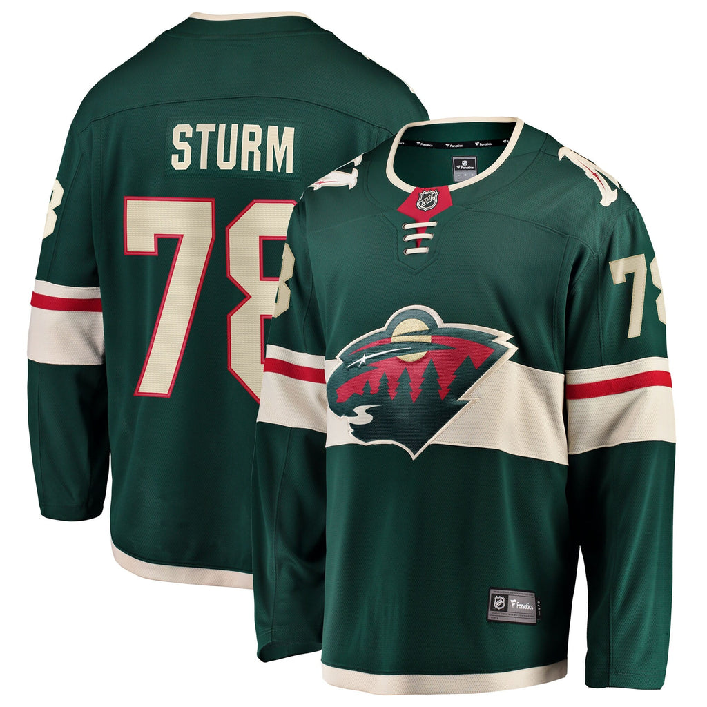 Minnesota Wild Nico Sturm Fanatics Green Home Breakaway Jersey