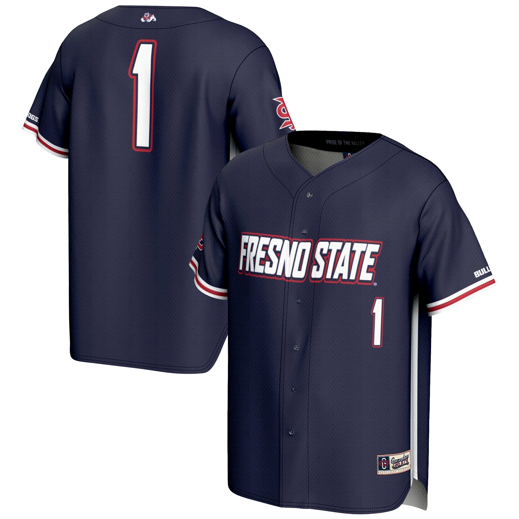 GameDay Greats #1 Navy Fresno State Bulldogs Lightweight Baseball Jersey