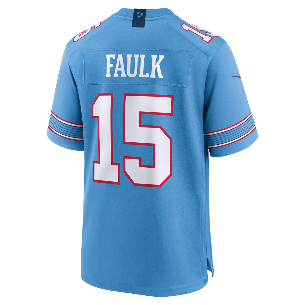 Tennessee Titans Keldric Faulk Nike Light Blue 2026 NFL Draft First Round Pick No.31 Game Jersey