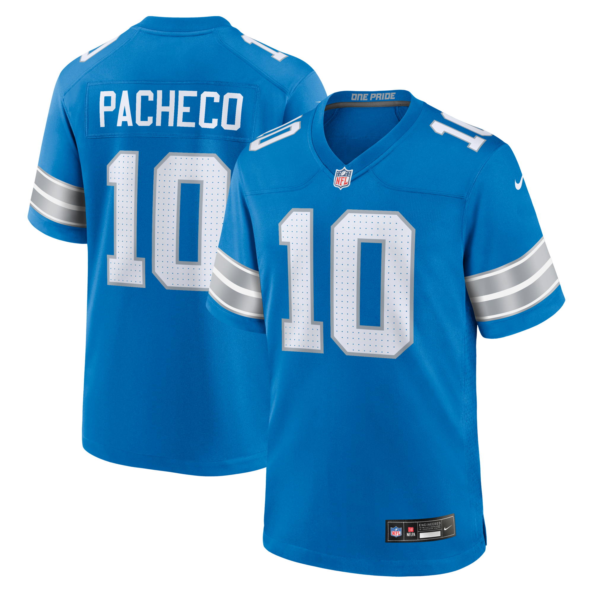 Detroit Lions Isiah Pacheco Nike Blue Team Game Jersey