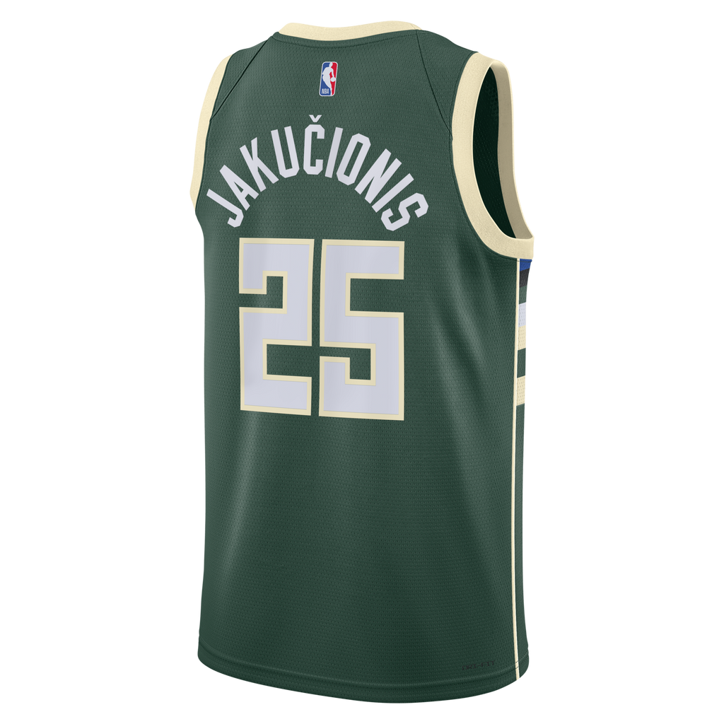 Milwaukee Bucks Nike Icon Edition Swingman Jersey - White - Kasparas Jaku?ionis