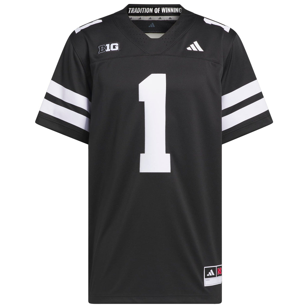 adidas #1 Black Nebraska Huskers Alternate Premier Jersey