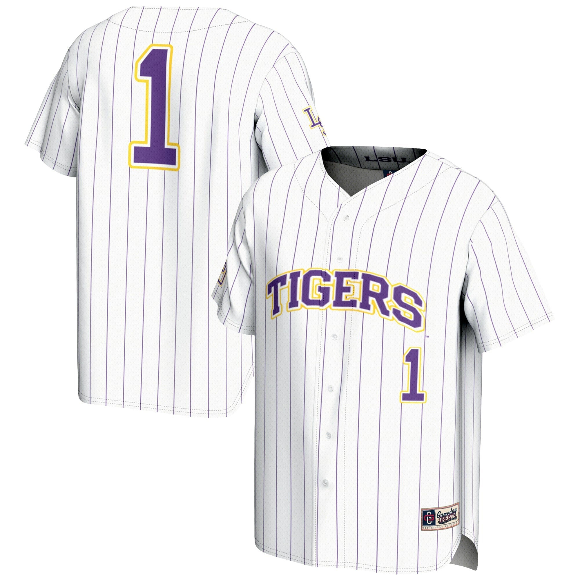 GameDay Greats #1 White LSU Tigers Lightweight Baseball Jersey