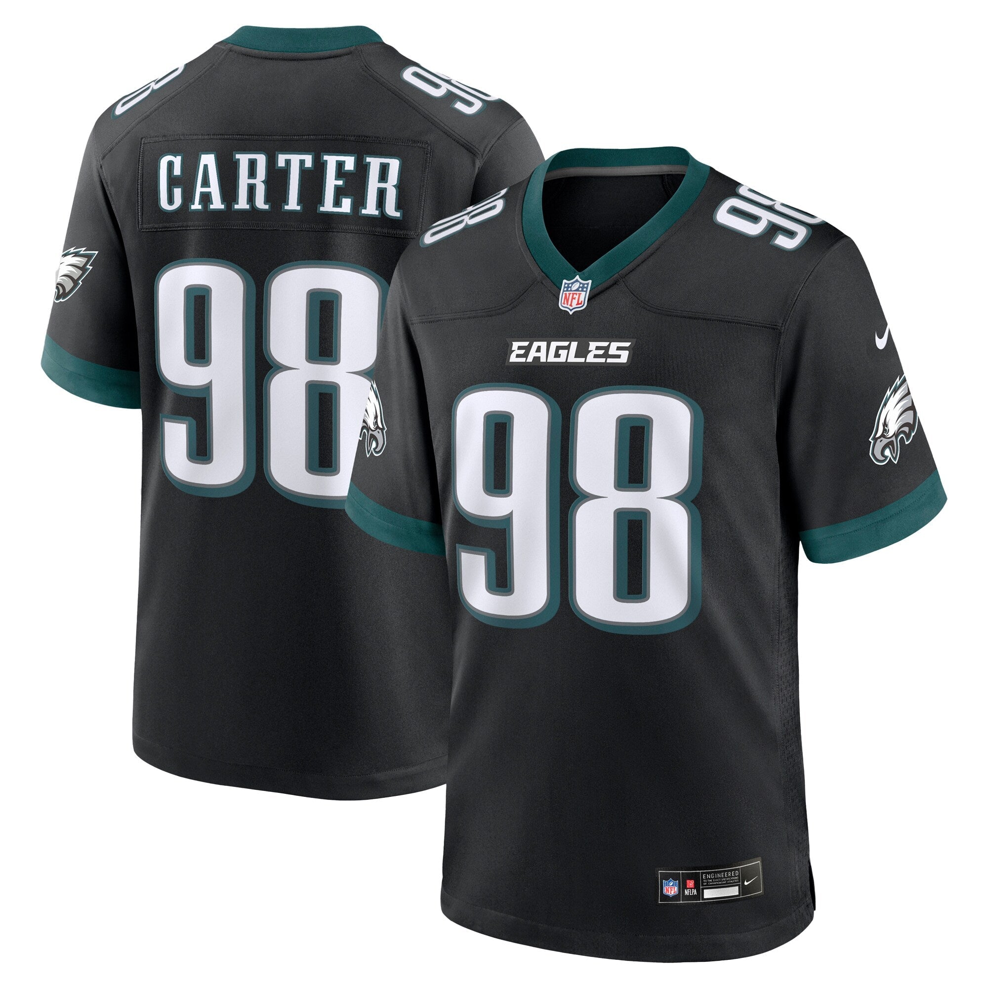Philadelphia Eagles Jalen Carter Nike Black Alternate Game Player Jersey