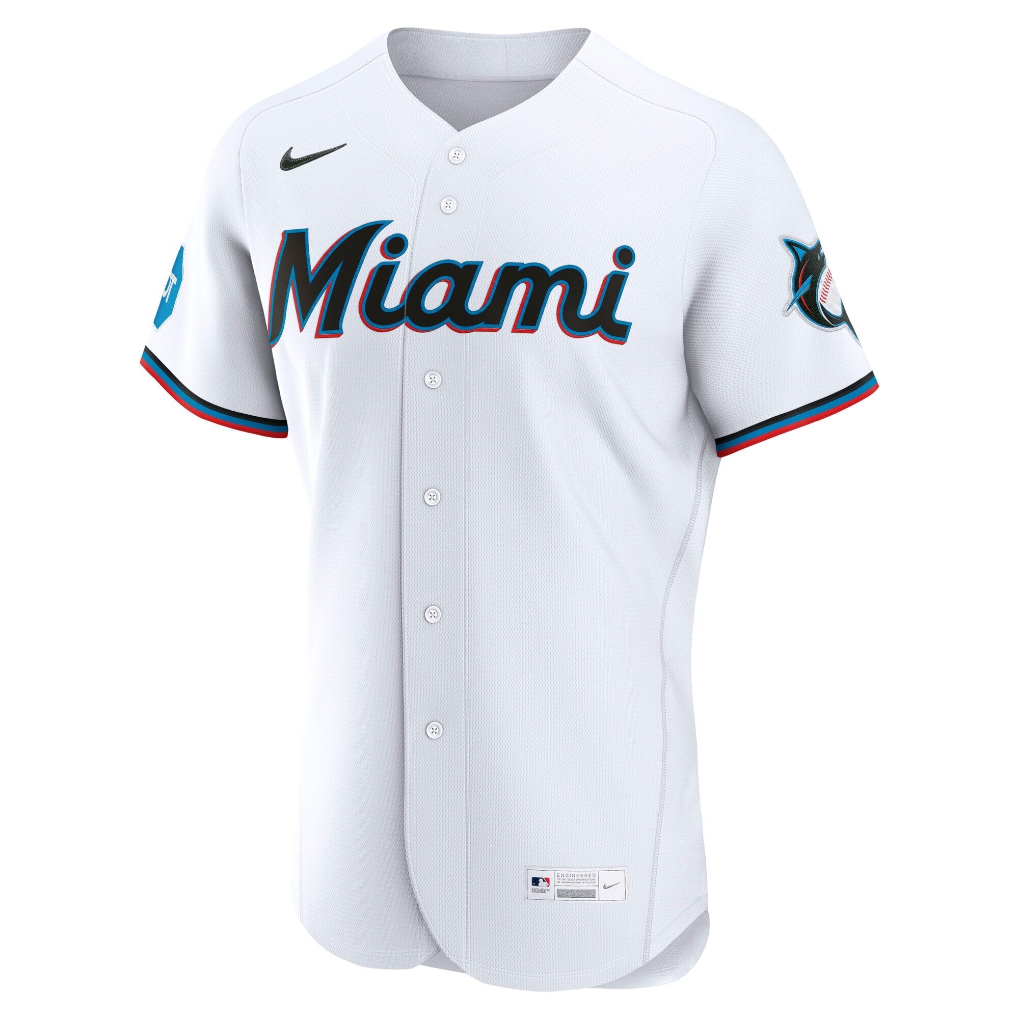 Miami Marlins Nike White Home Sponsor Patch Authentic Jersey