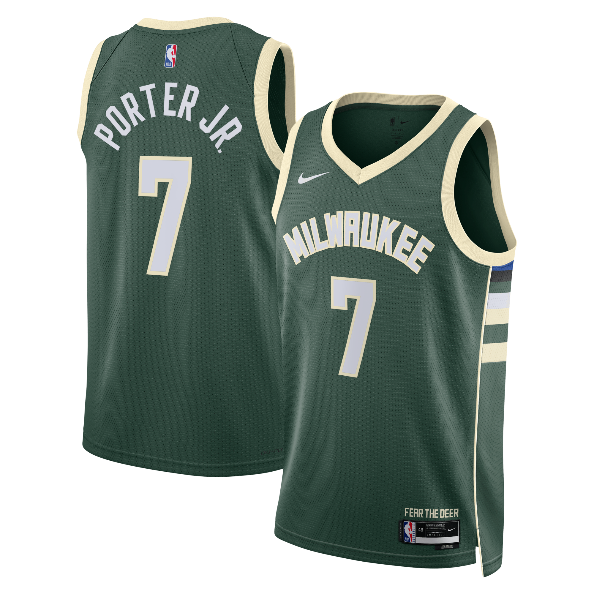 Milwaukee Bucks Nike Icon Edition Swingman Jersey - Hunter Green - Kevin Porter Jr.