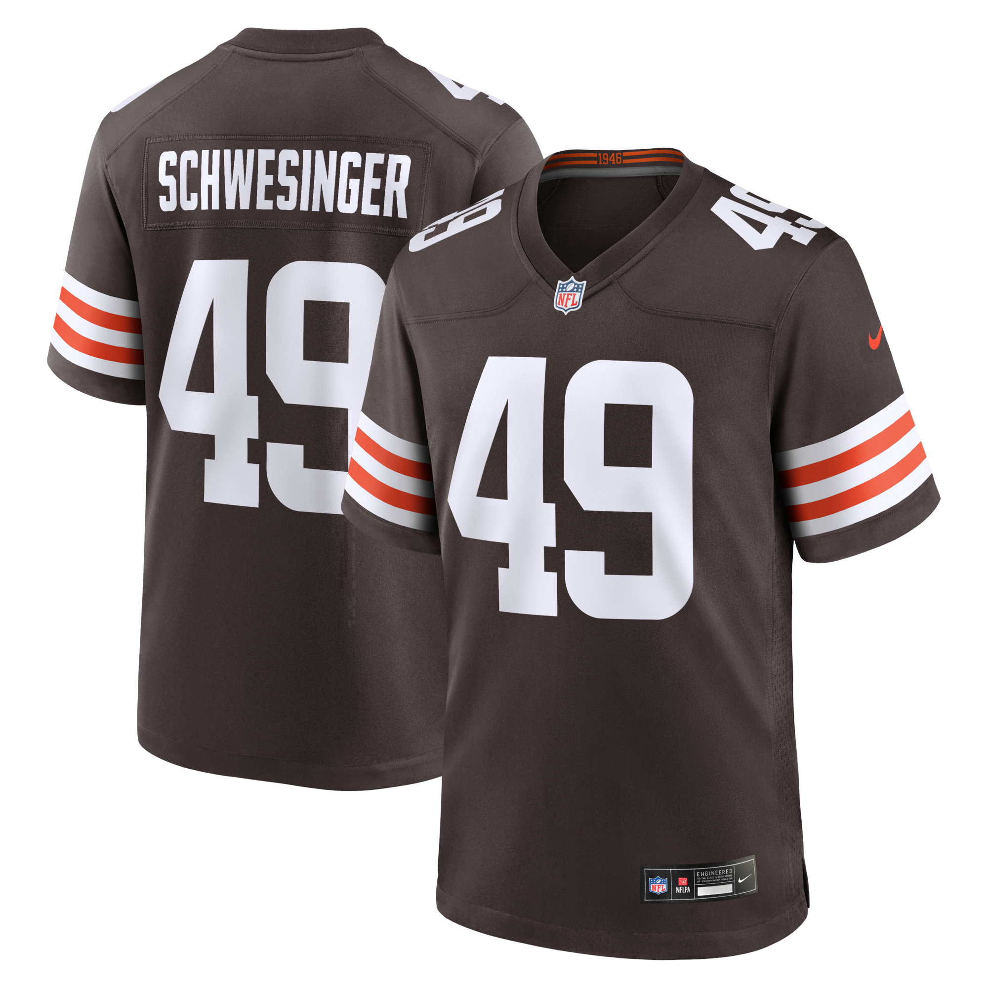 Cleveland Browns Carson Schwesinger Nike Brown 2025 NFL Draft Game Jersey