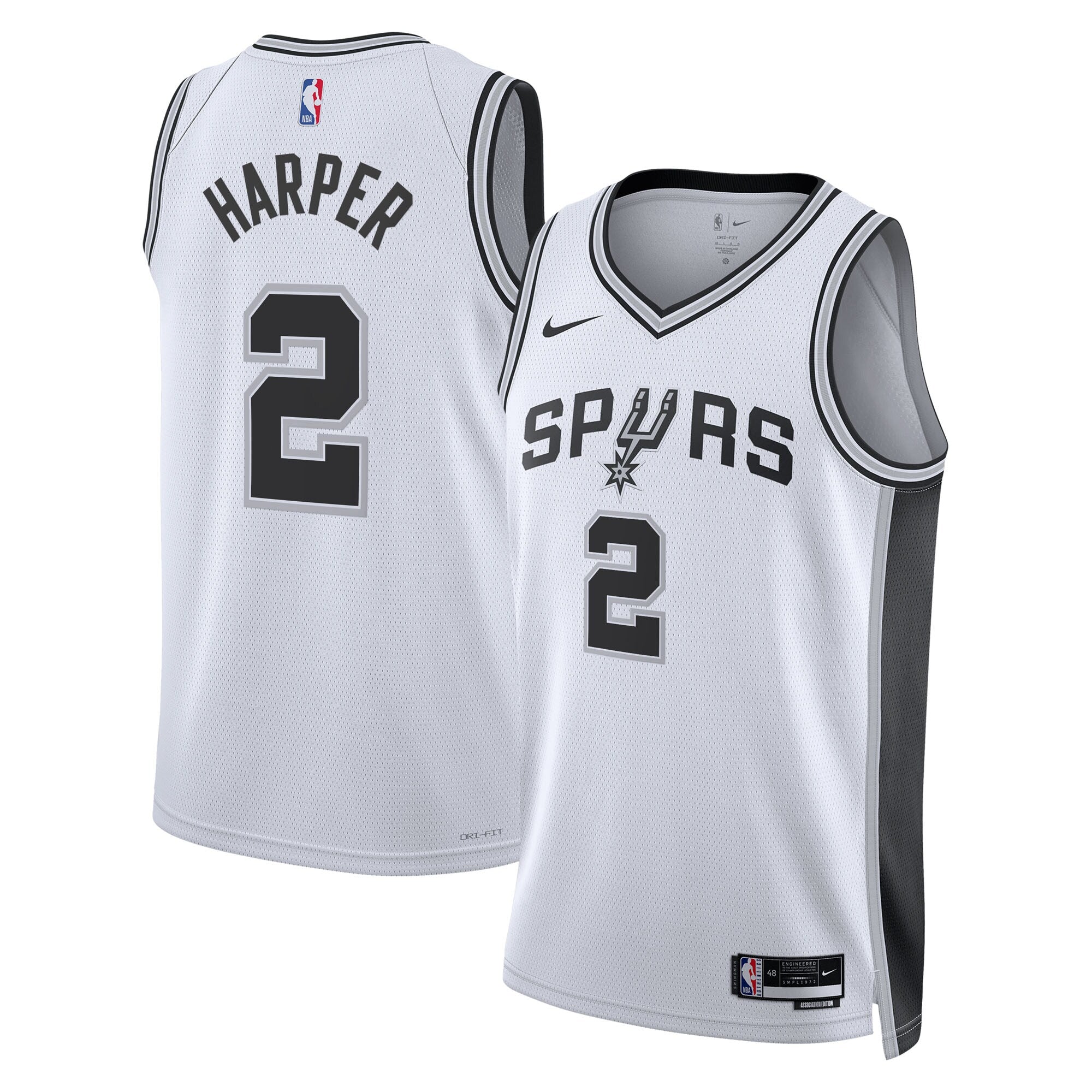 San Antonio Spurs Nike Association Edition Swingman Jersey NBA 2025 First Round Draft Pick - White - Dylan Harper