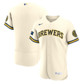 Milwaukee Brewers Nike Cream Home Sponsor Patch Authentic Jersey
