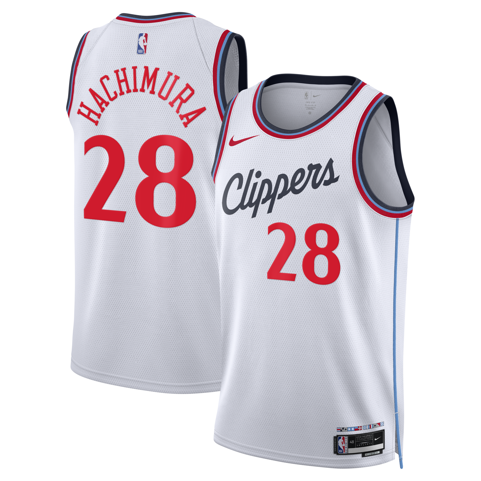 Los Angeles Clippers Nike Replica Association Edition Swingman Jersey - White - Rui Hachimura