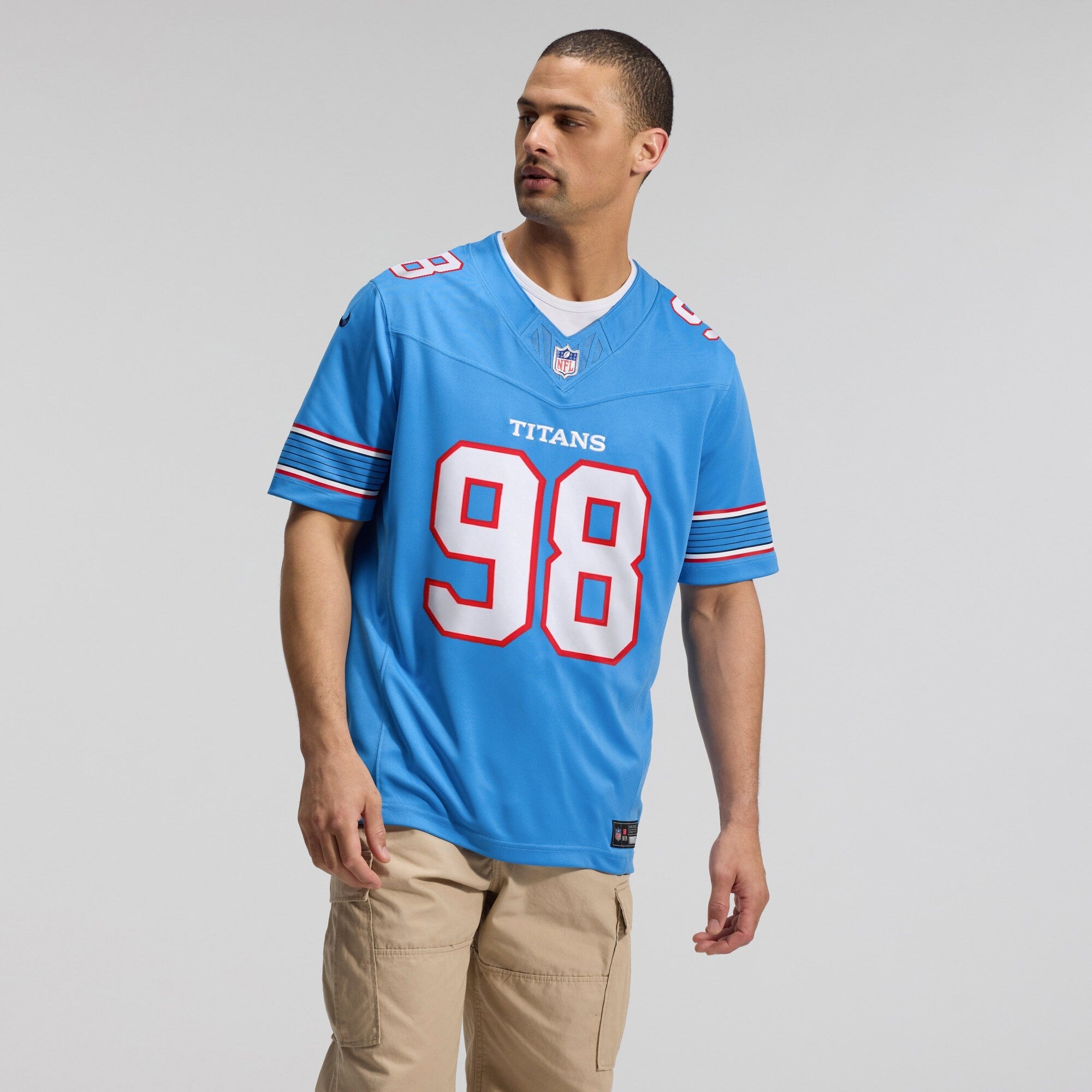 Tennessee Titans Jeffery Simmons Nike Light Blue Team Vapor F.U.S.E. Stitched Limited Jersey