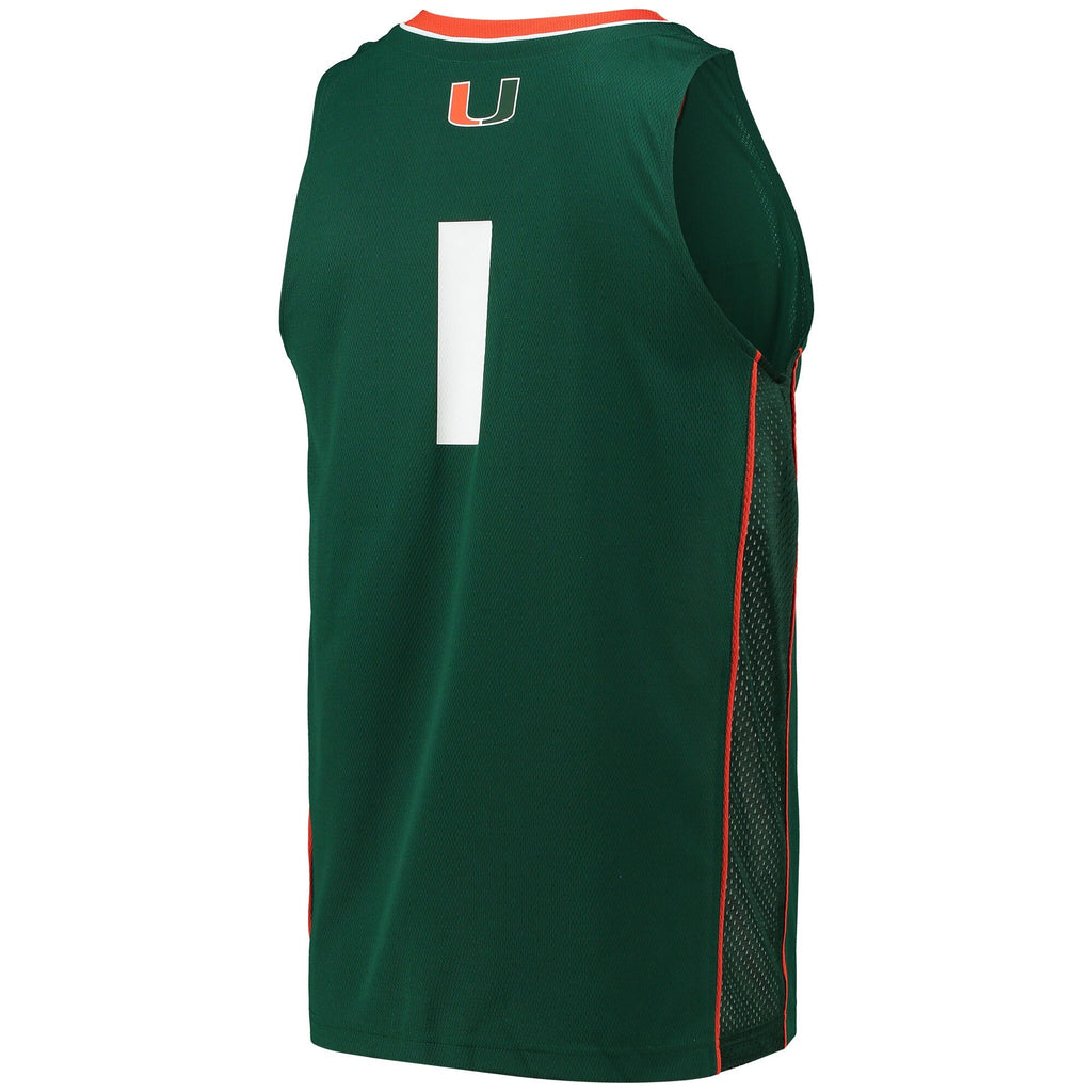 adidas #1 Green Miami Hurricanes Swingman Basketball Jersey