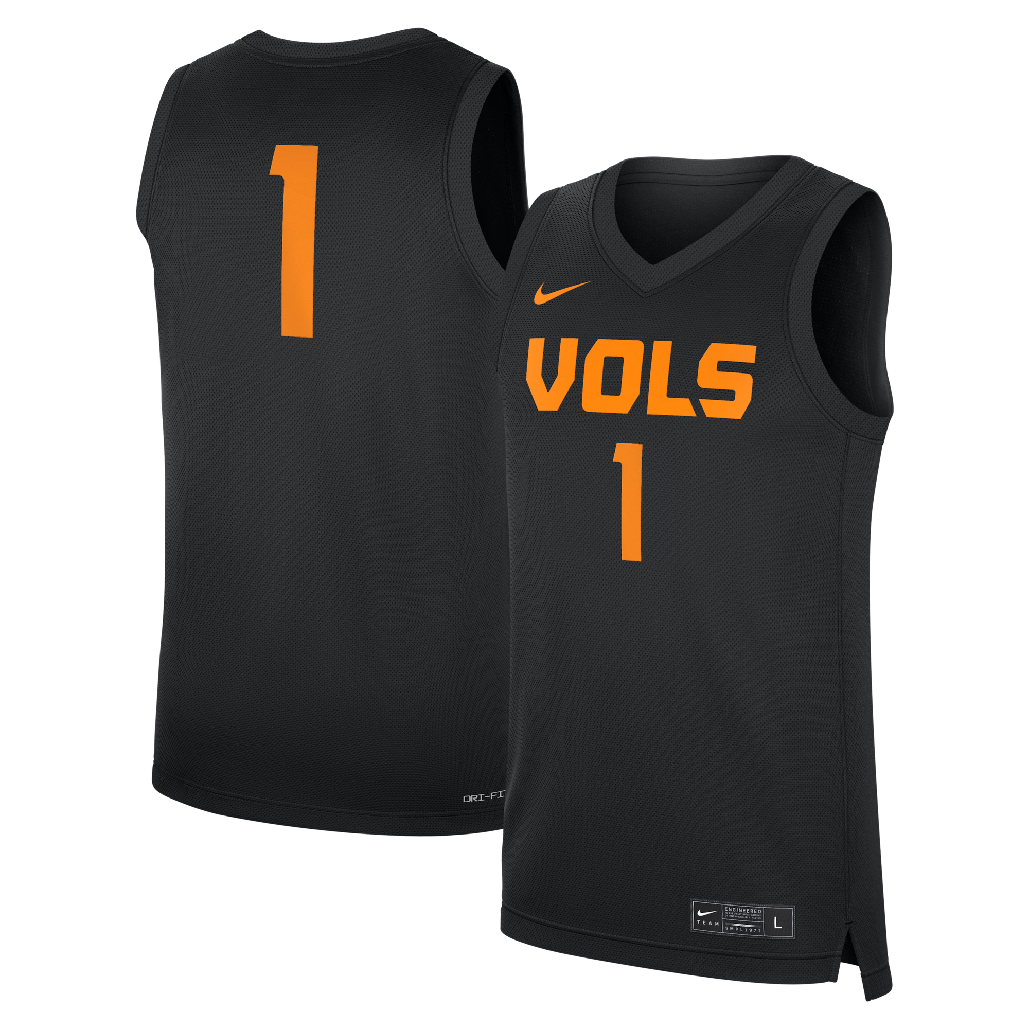 Nike Black Tennessee Volunteers #1 Replica Basketball Jersey