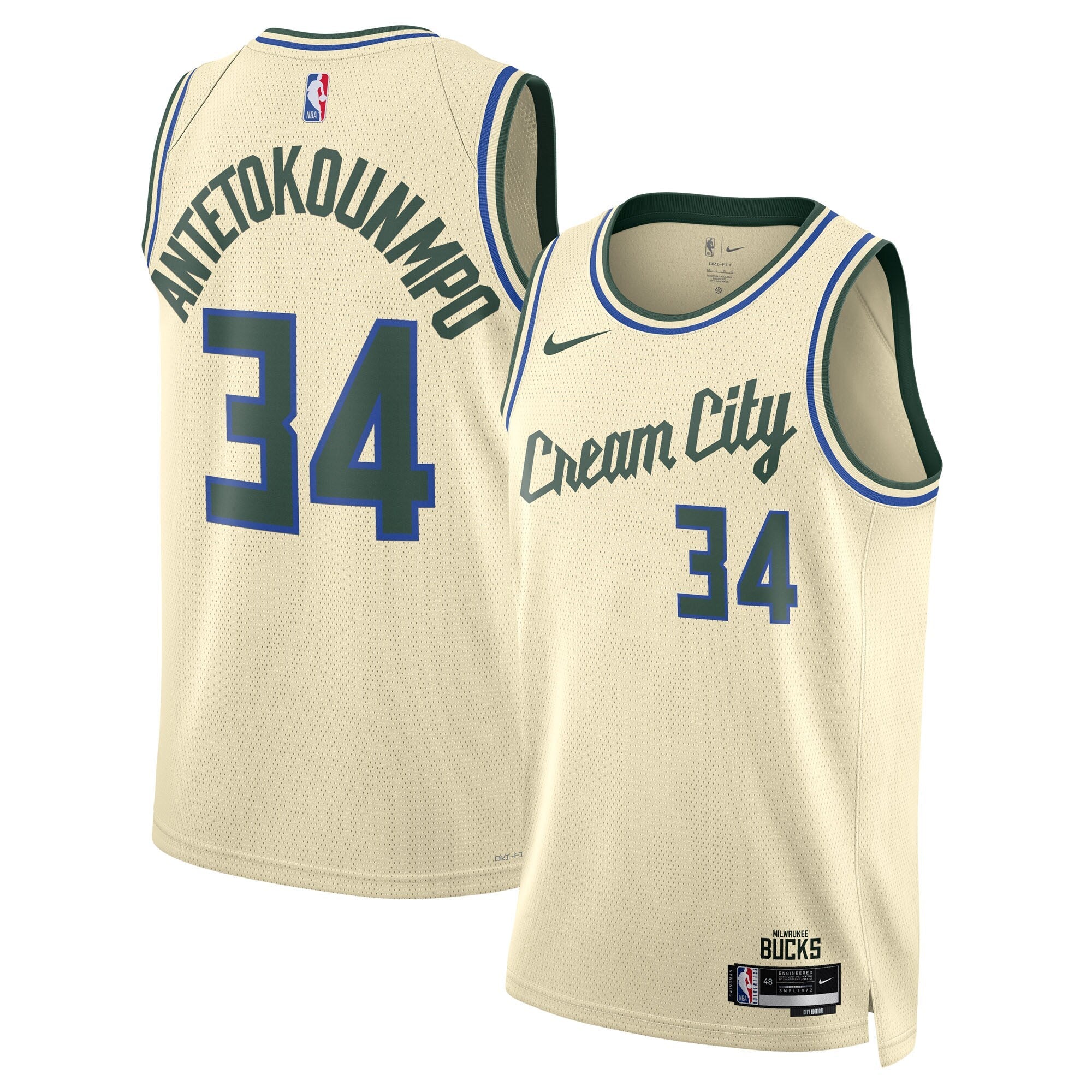 Milwaukee Bucks Nike 2025/26 City Edition Swingman Jersey - Cream - Giannis Antetokounmpo