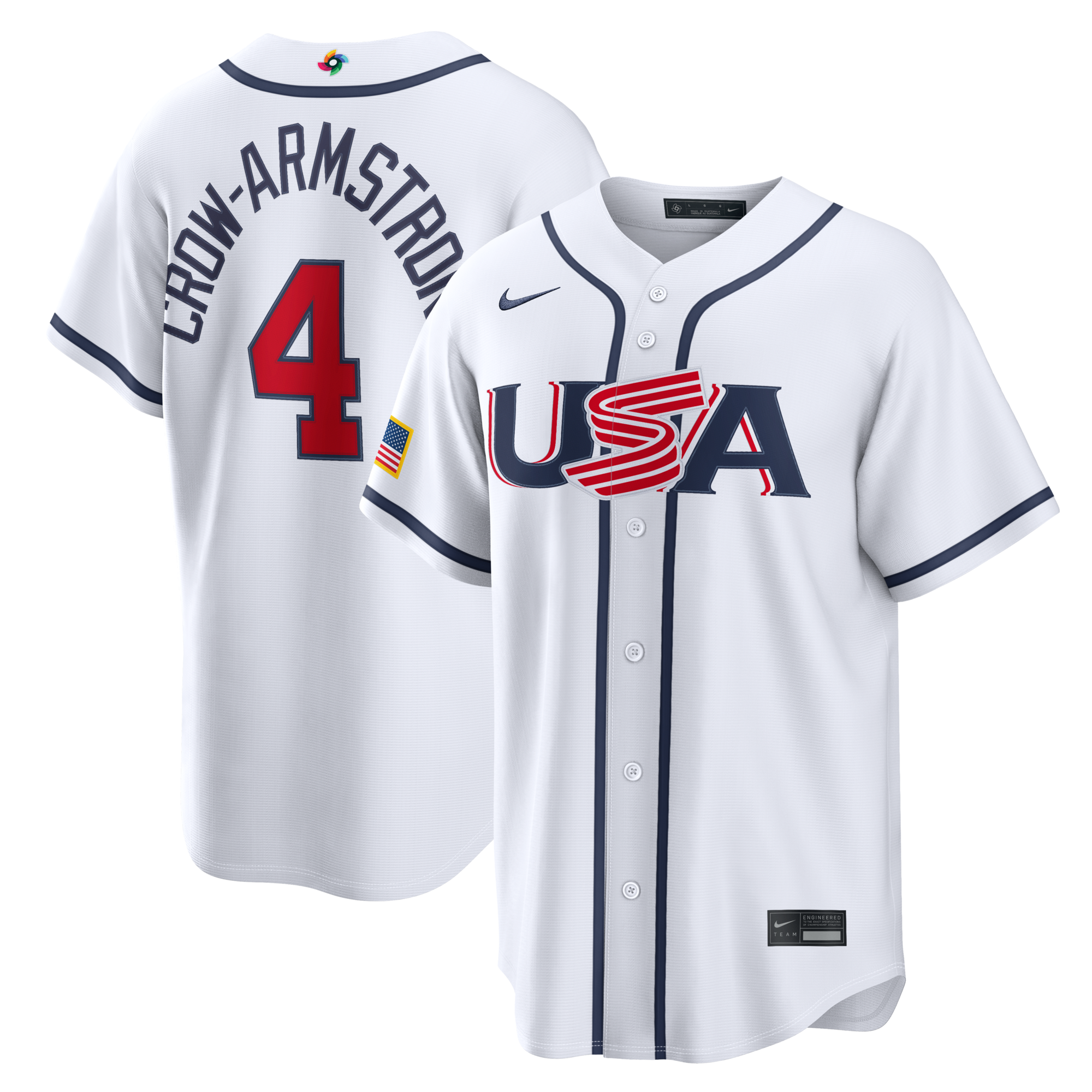 USA Baseball Pete Crow-Armstrong Nike White 2026 World Baseball Classic Home Stadium Jersey