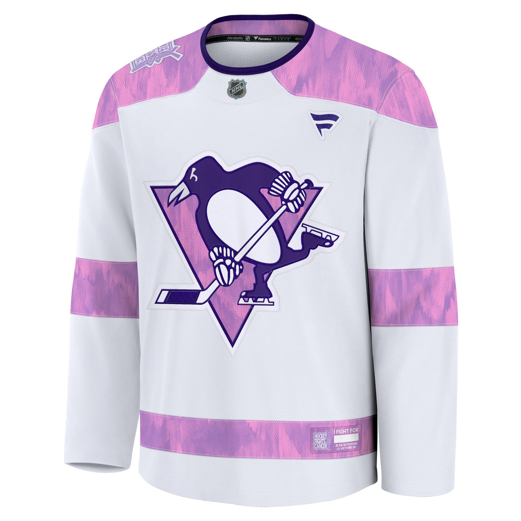 Pittsburgh Penguins Fanatics White 2024 Hockey Fights Cancer Practice Jersey