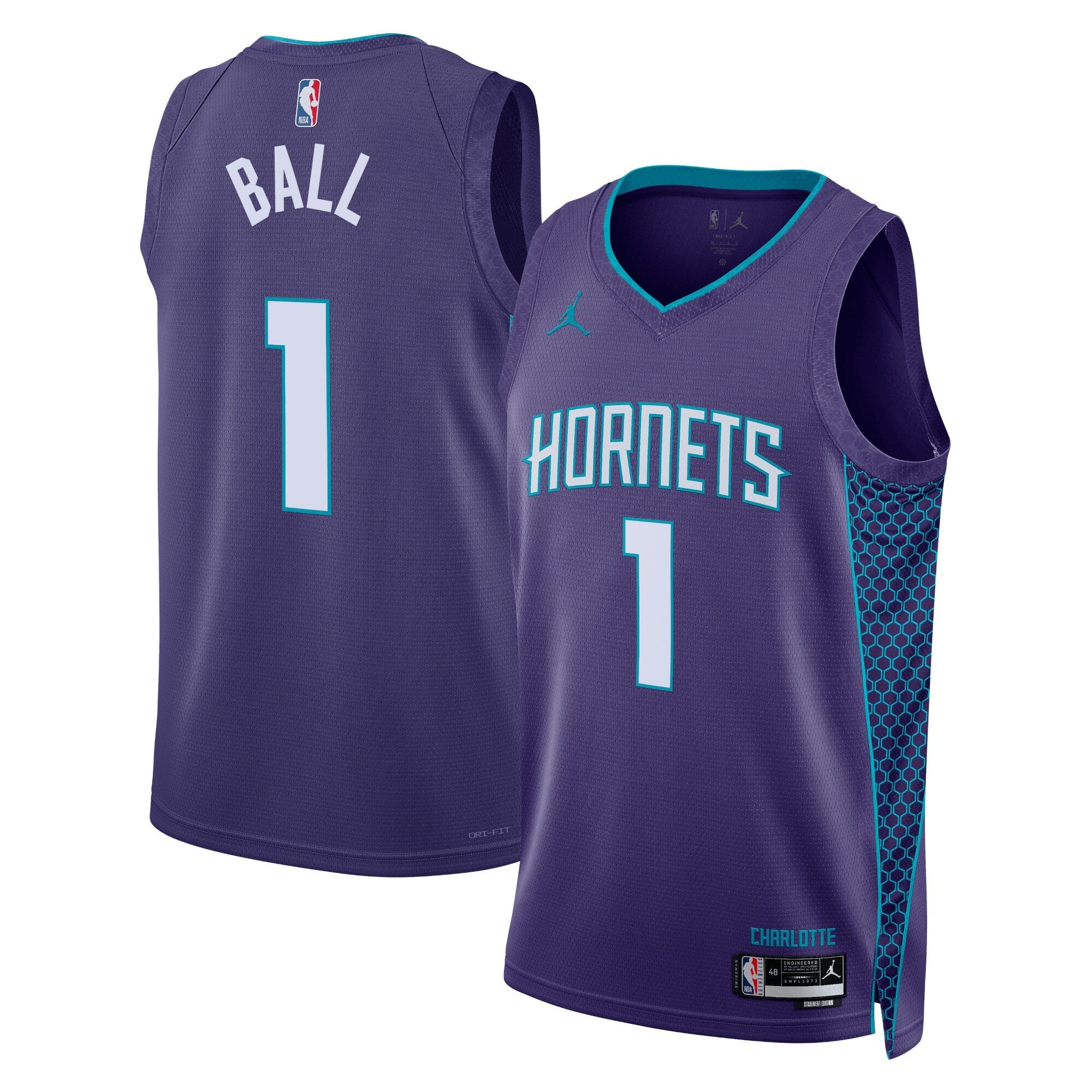 Charlotte Hornets Jordan Brand Statement Edition Swingman Jersey - Purple - LaMelo Ball