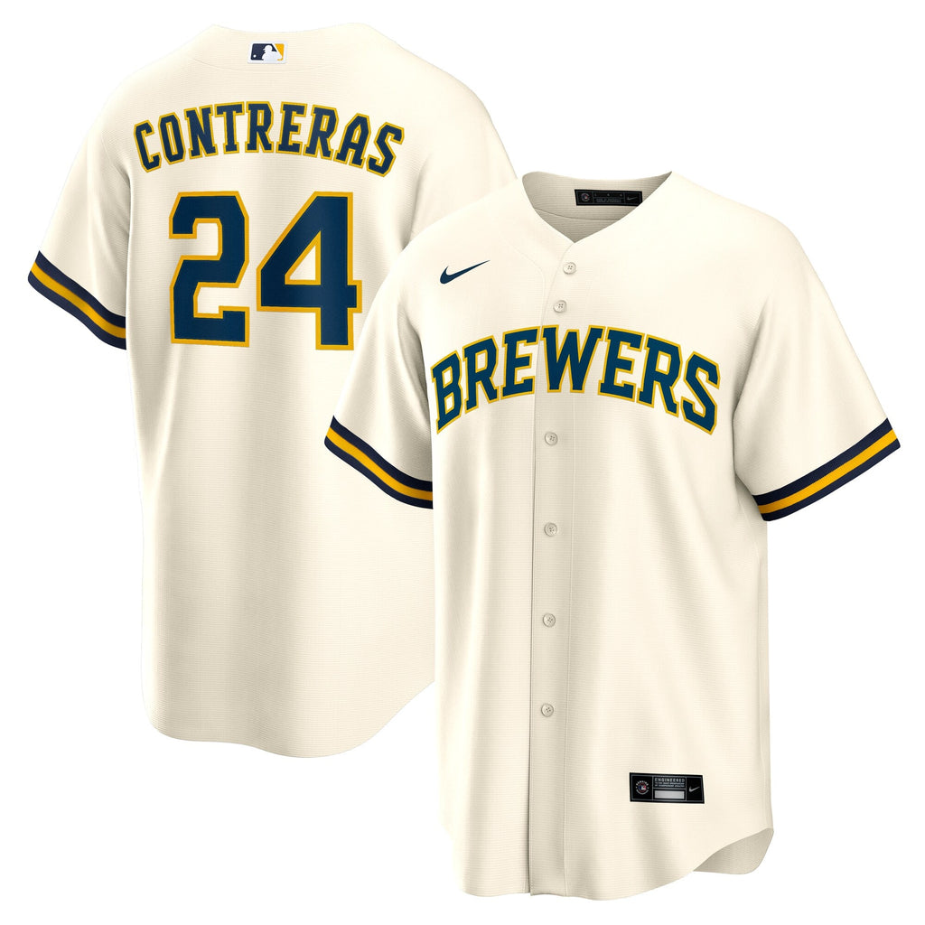 Milwaukee Brewers William Contreras Nike Cream Home Replica Jersey