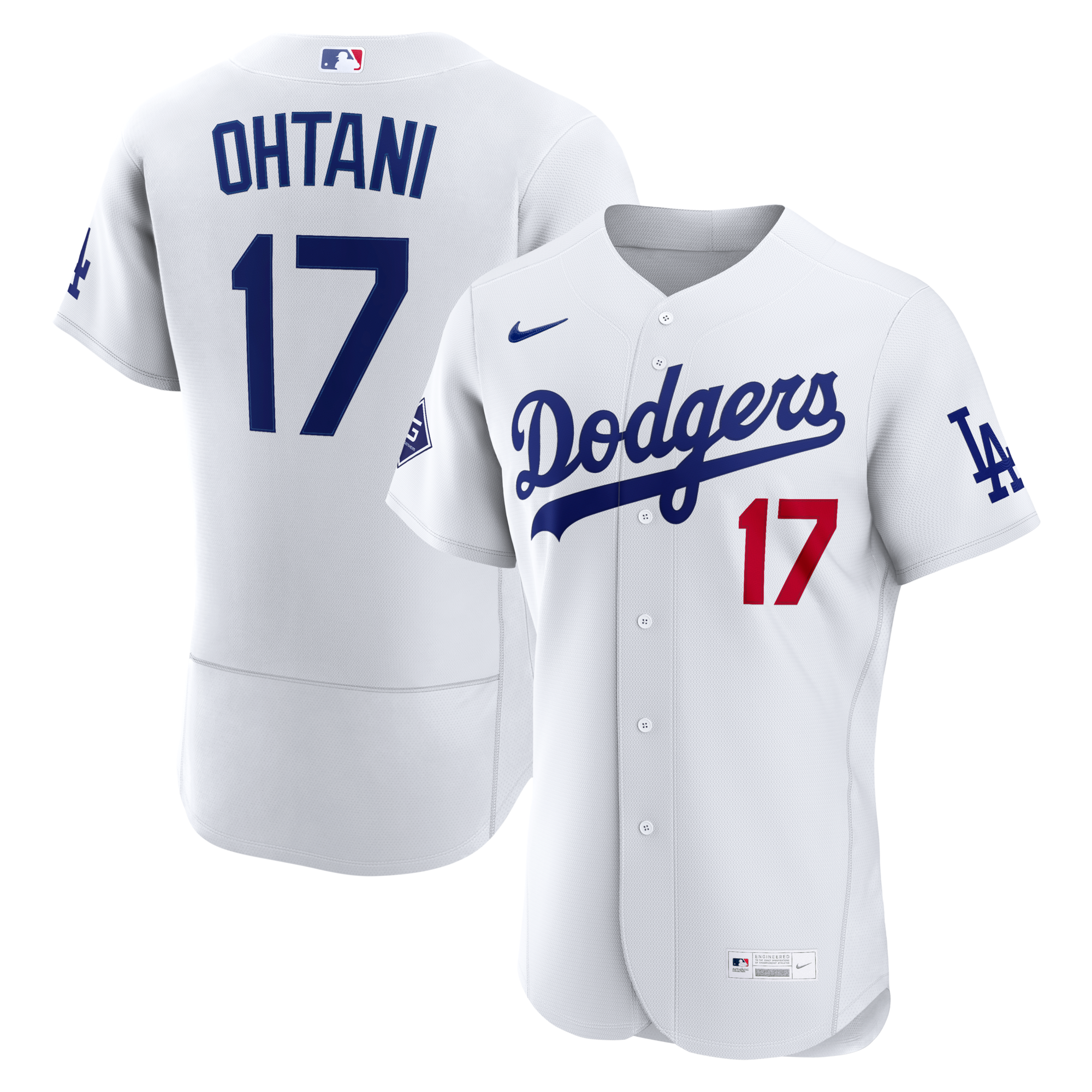 Los Angeles Dodgers Shohei Ohtani Nike White Home Authentic Sponsor Patch Jersey