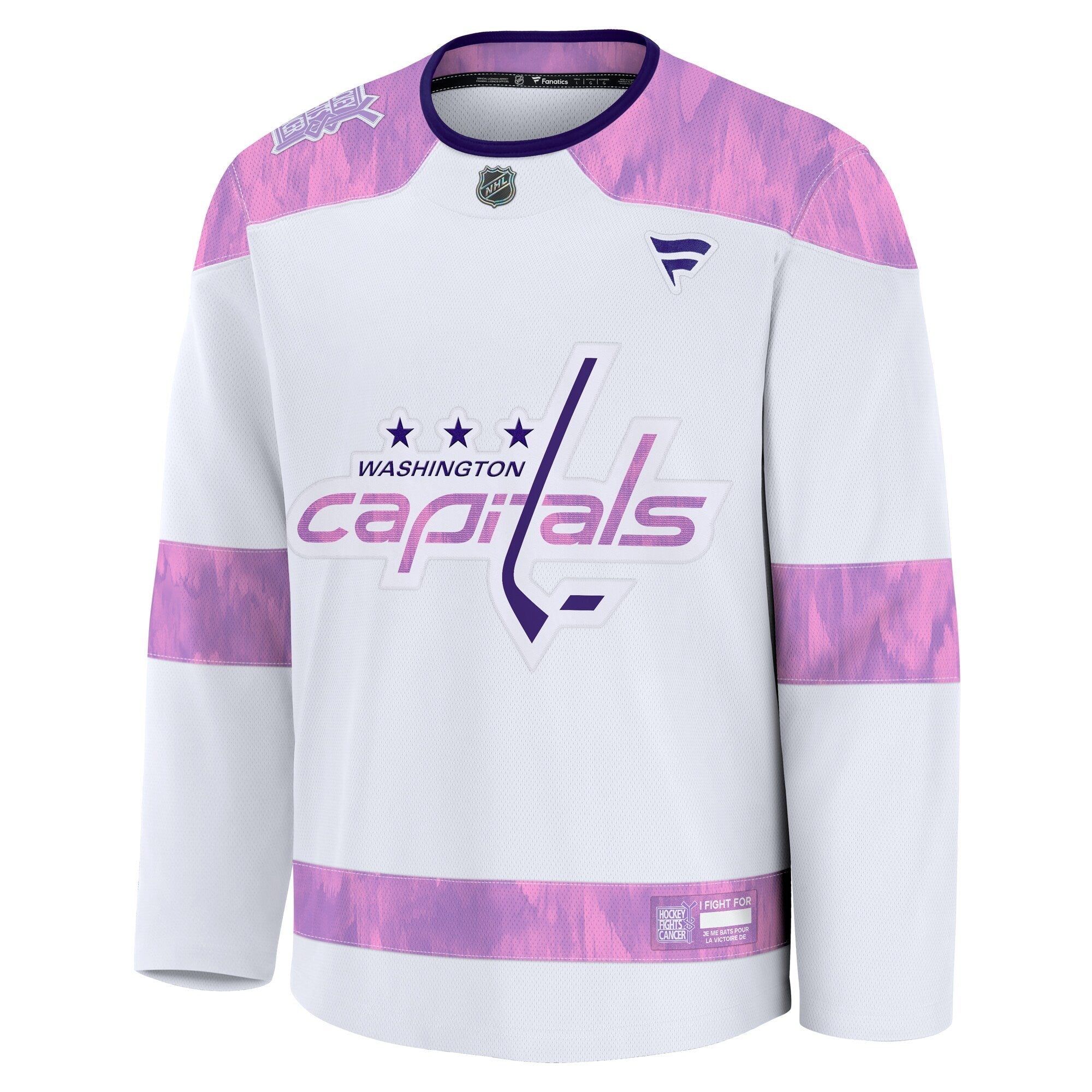 Washington Capitals Fanatics White 2024 Hockey Fights Cancer Practice Jersey