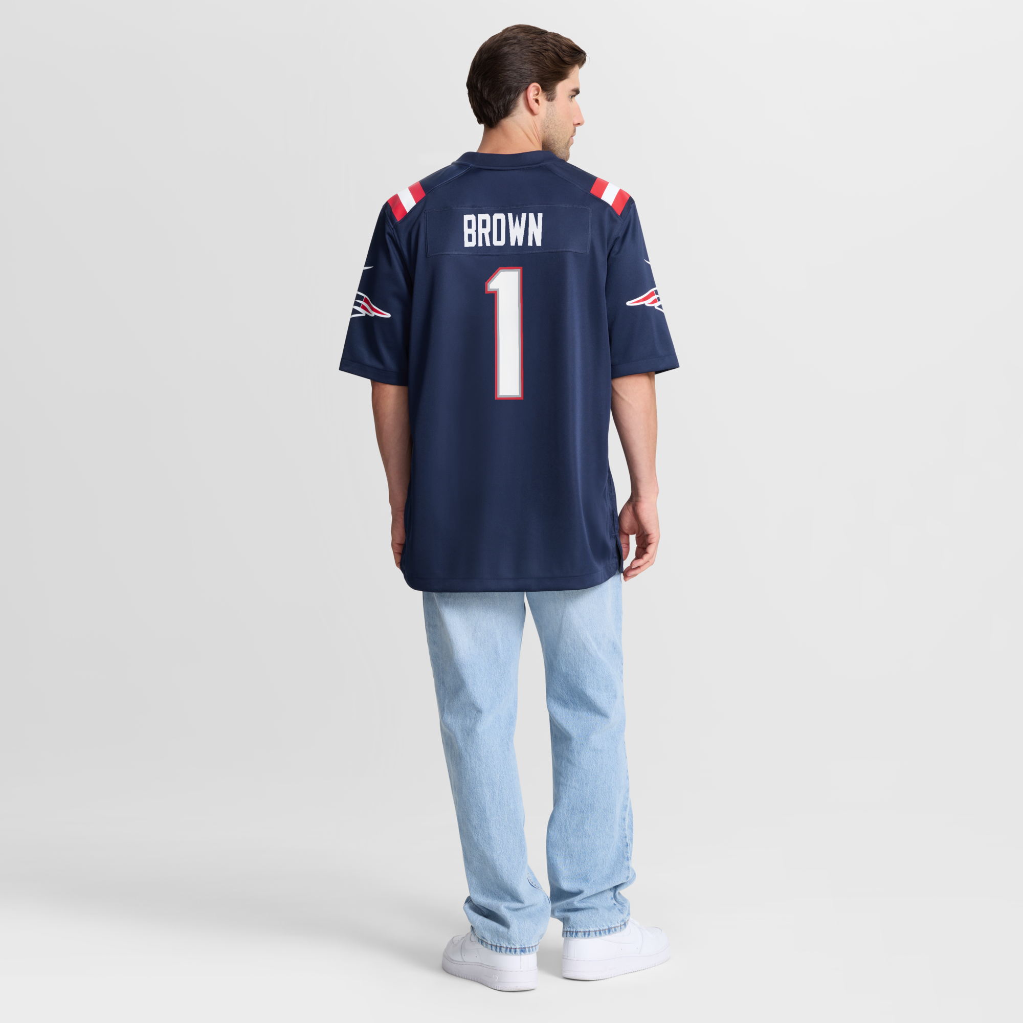 New England Patriots A.J. Brown Nike Navy Team Game Jersey